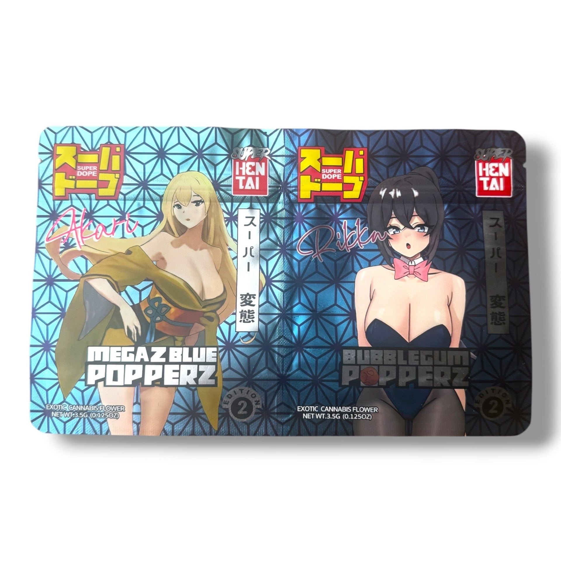 Super Dope Rikka Mega Z Blue Popperz Double Mylar Bag 3.5 Grams total 7Gram bags