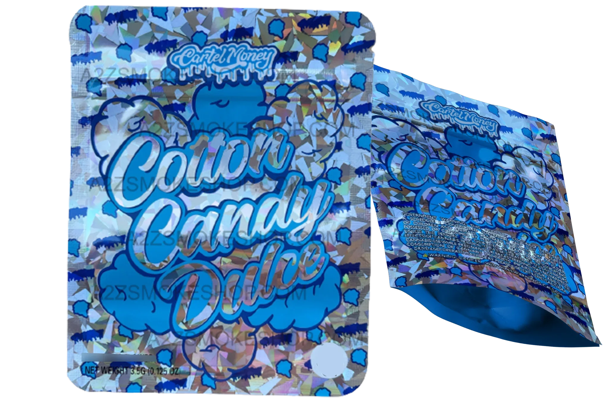 Cartel Money Cotton Candy Dulce Mylar Bags 3.5g Holographic - Black Unicorn Hub