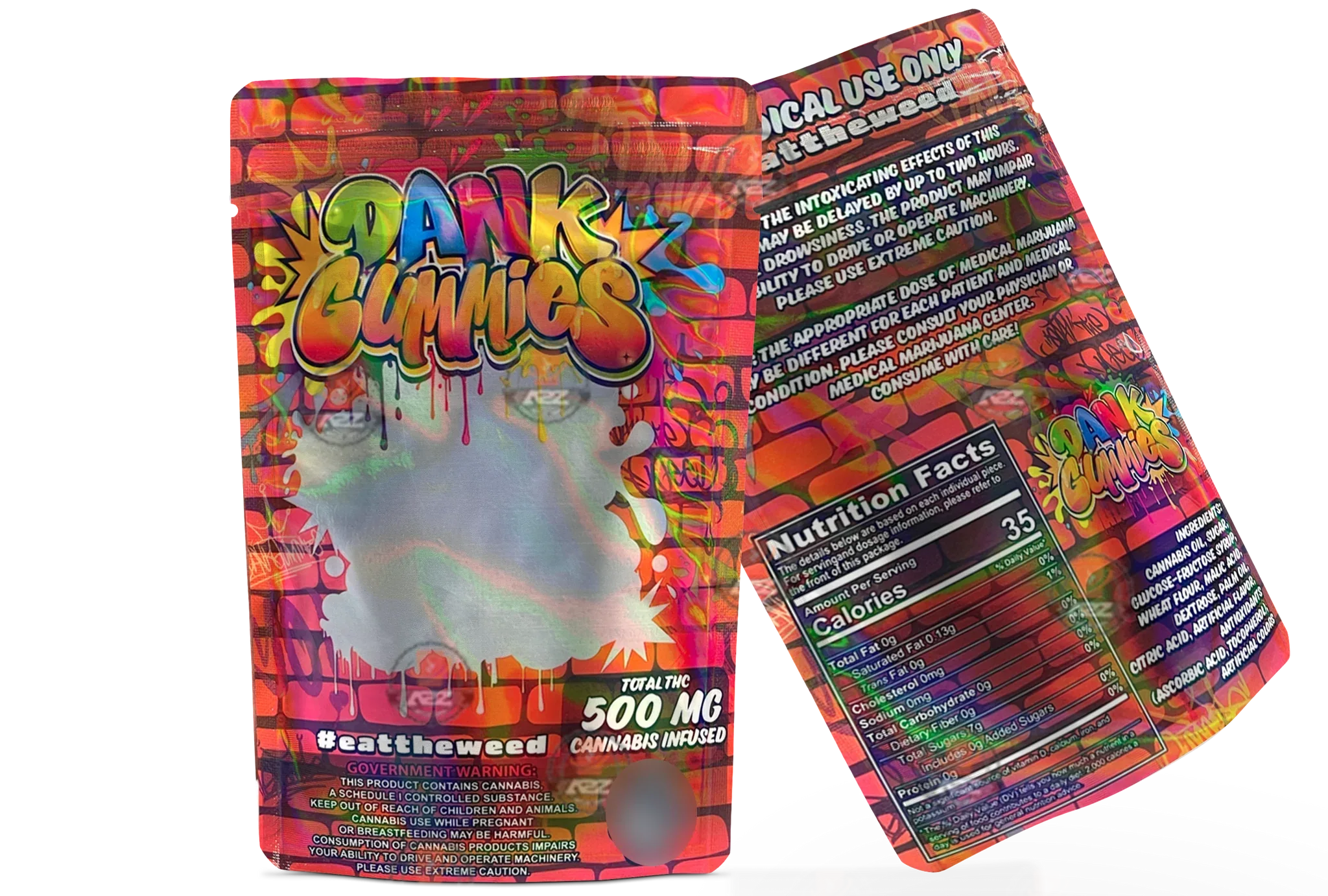 Dank Gummies 500mg Mylar Bag Red-Packaging Only - Black Unicorn Hub