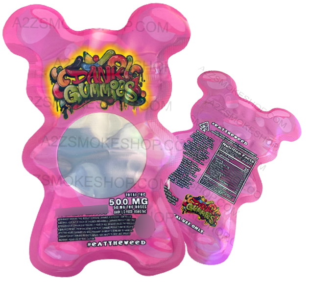 Dank Gummies Cut out 500mg Mylar Bag with window Pink- Packaging Only