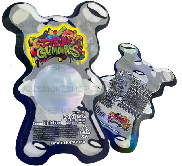 Dank Gummies Cut out 500mg Mylar Bag With window Silver - Packaging Only