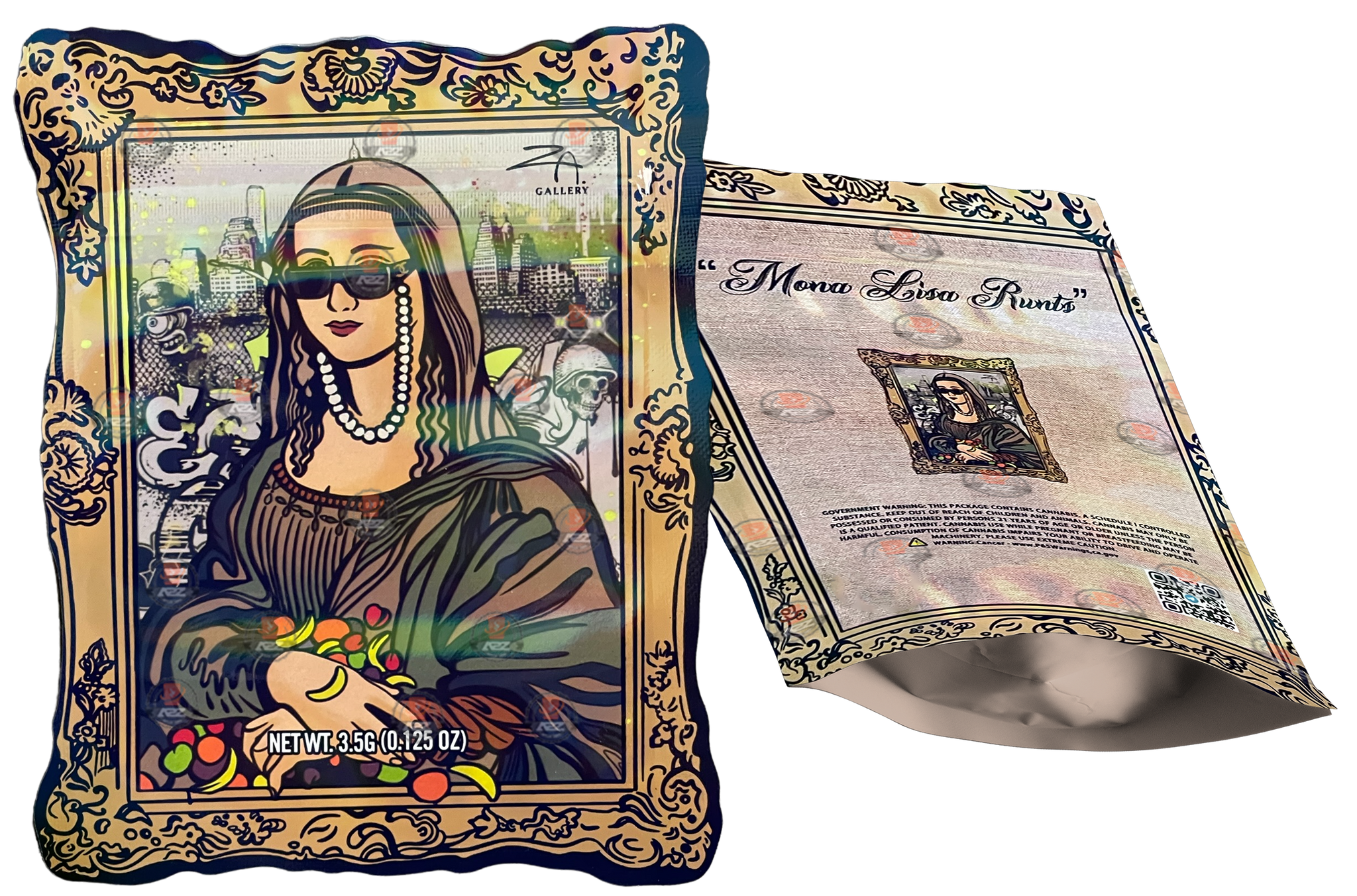 Mona Lisa Mylar Bags 3.5g Holographic Empty Packaging
