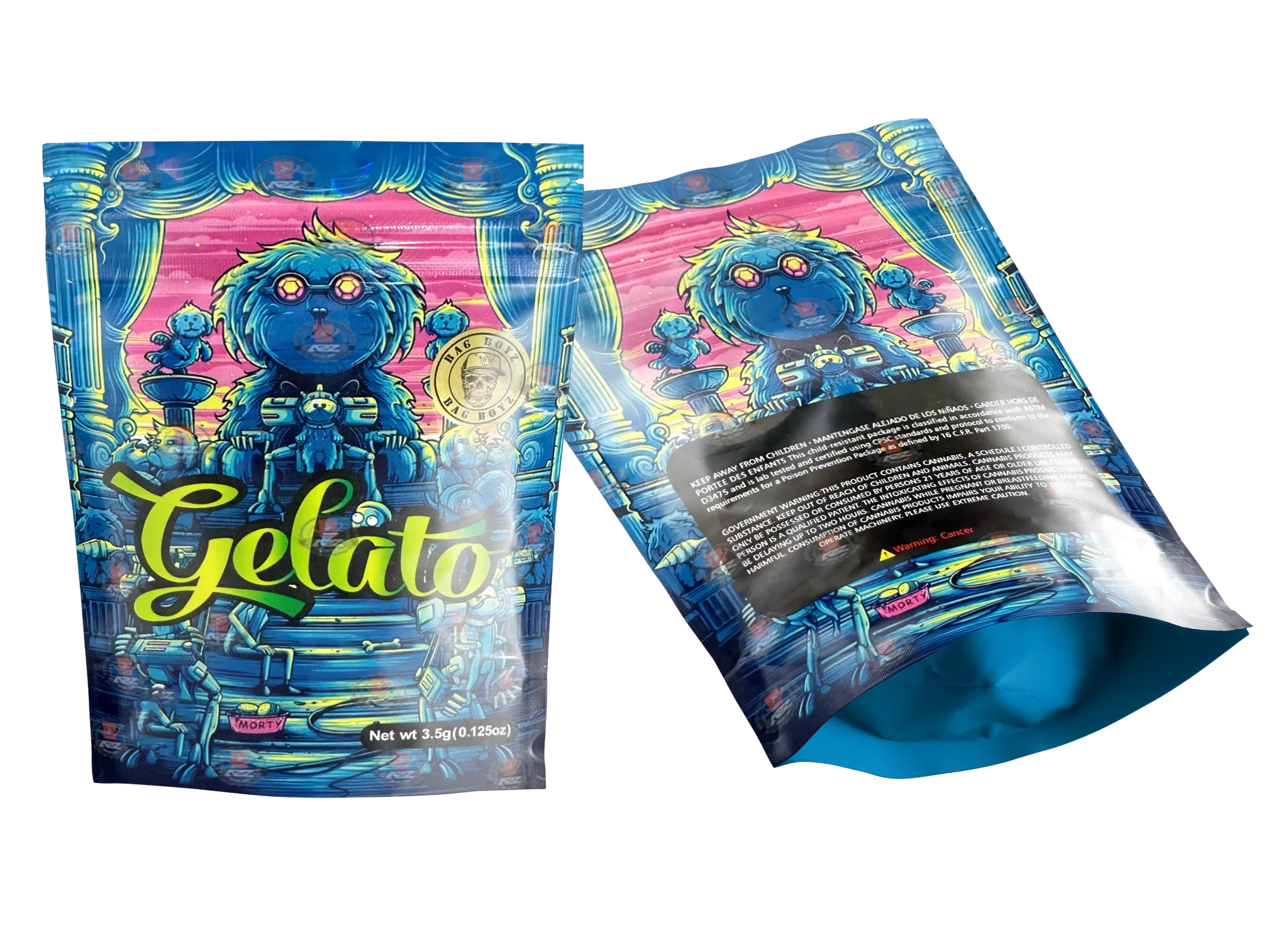 Gelato Mylar bag 3.5g Bag Boyz Morty Holographic Packaging Only - Black Unicorn Hub