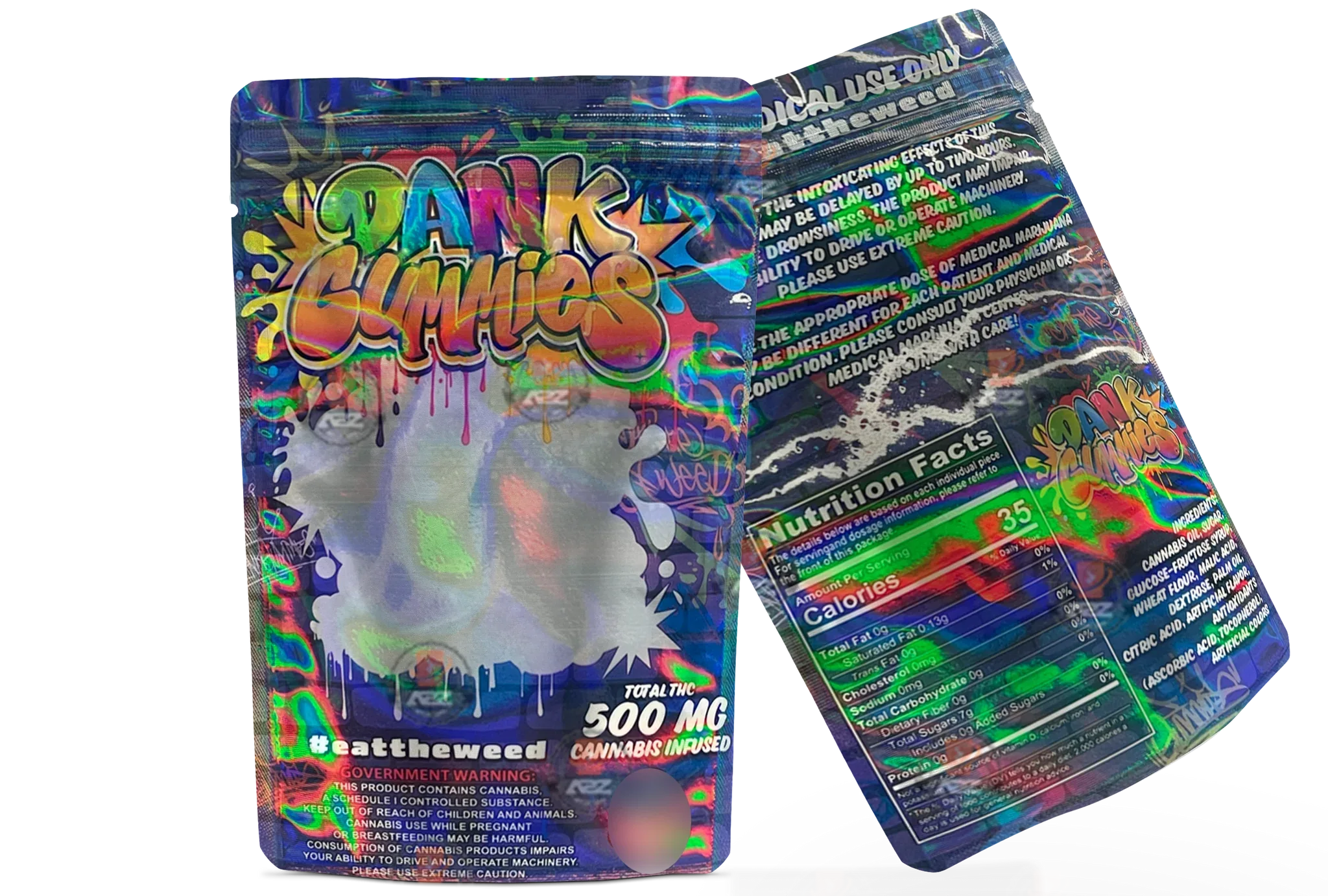 Dank Gummies 500mg Mylar Bag Purple-Packaging Only - Black Unicorn Hub