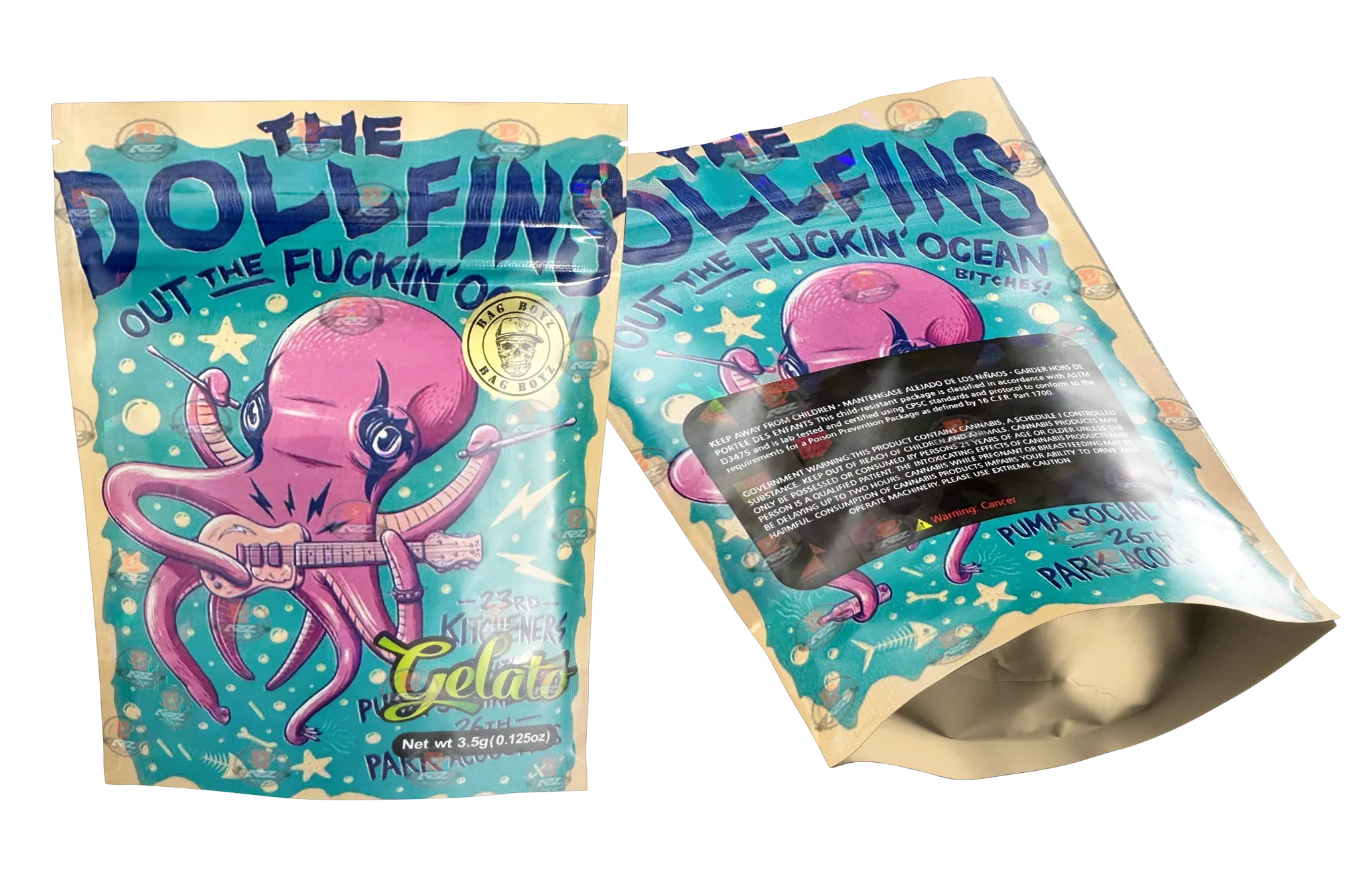 GELATO THE DOLLFINS HOLOGRAPHIC MYLAR BAG 3.5g Packaging Only - Black Unicorn Hub