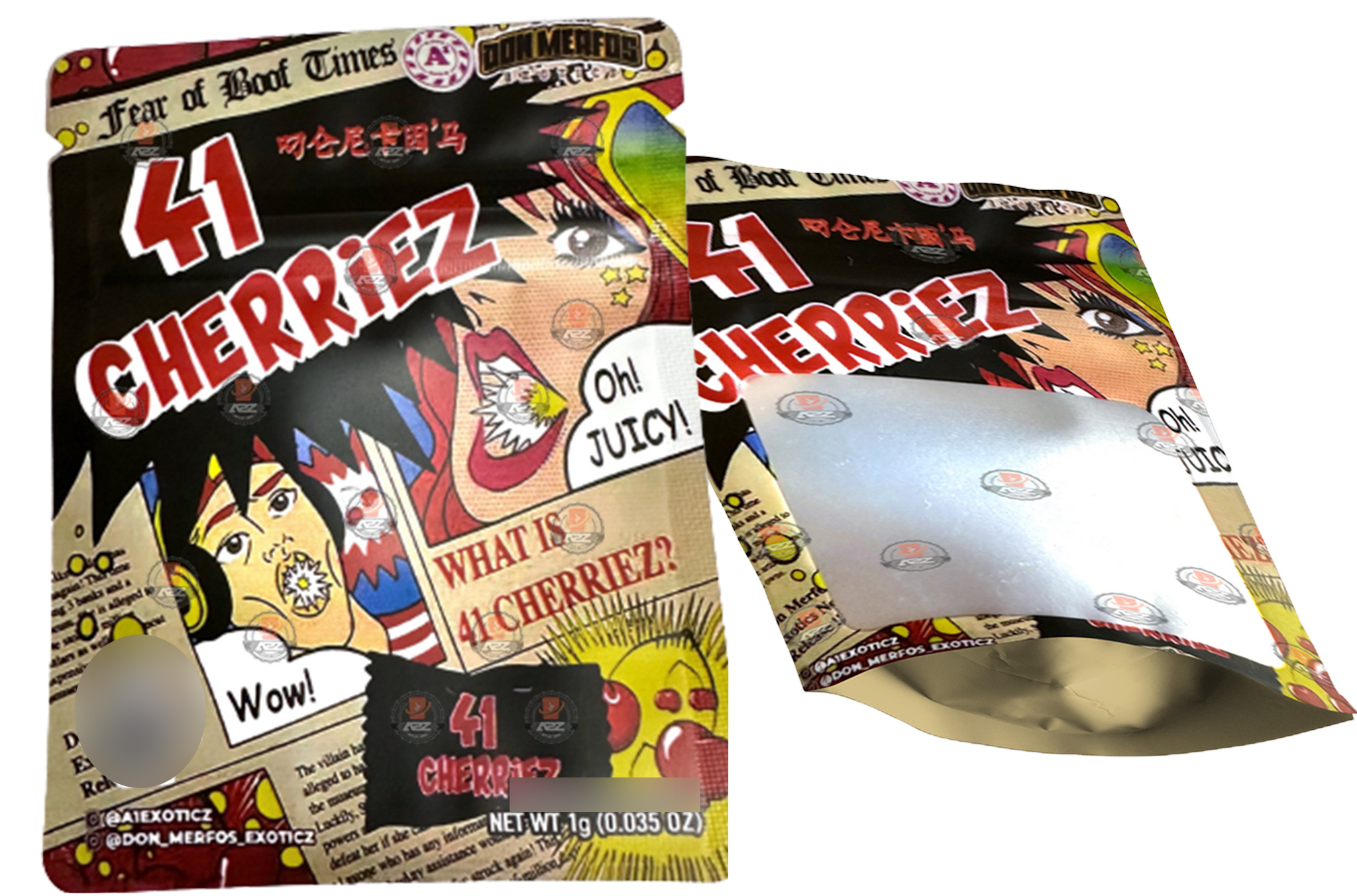 Don Merfos 41 Cherriez bag 1 Gram Mylar bag Packaging Only