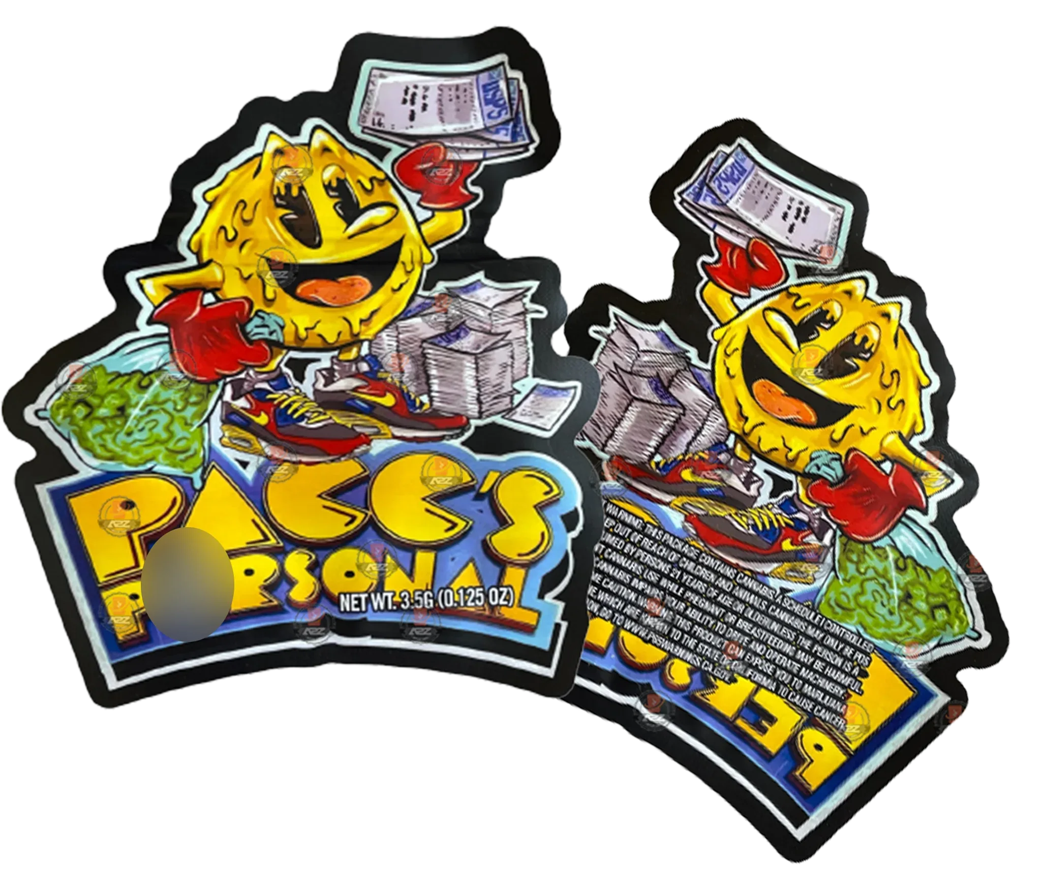 Pacc's Personal Cut Out Mylar Bags 3.5g Pac man - Black Unicorn Hub