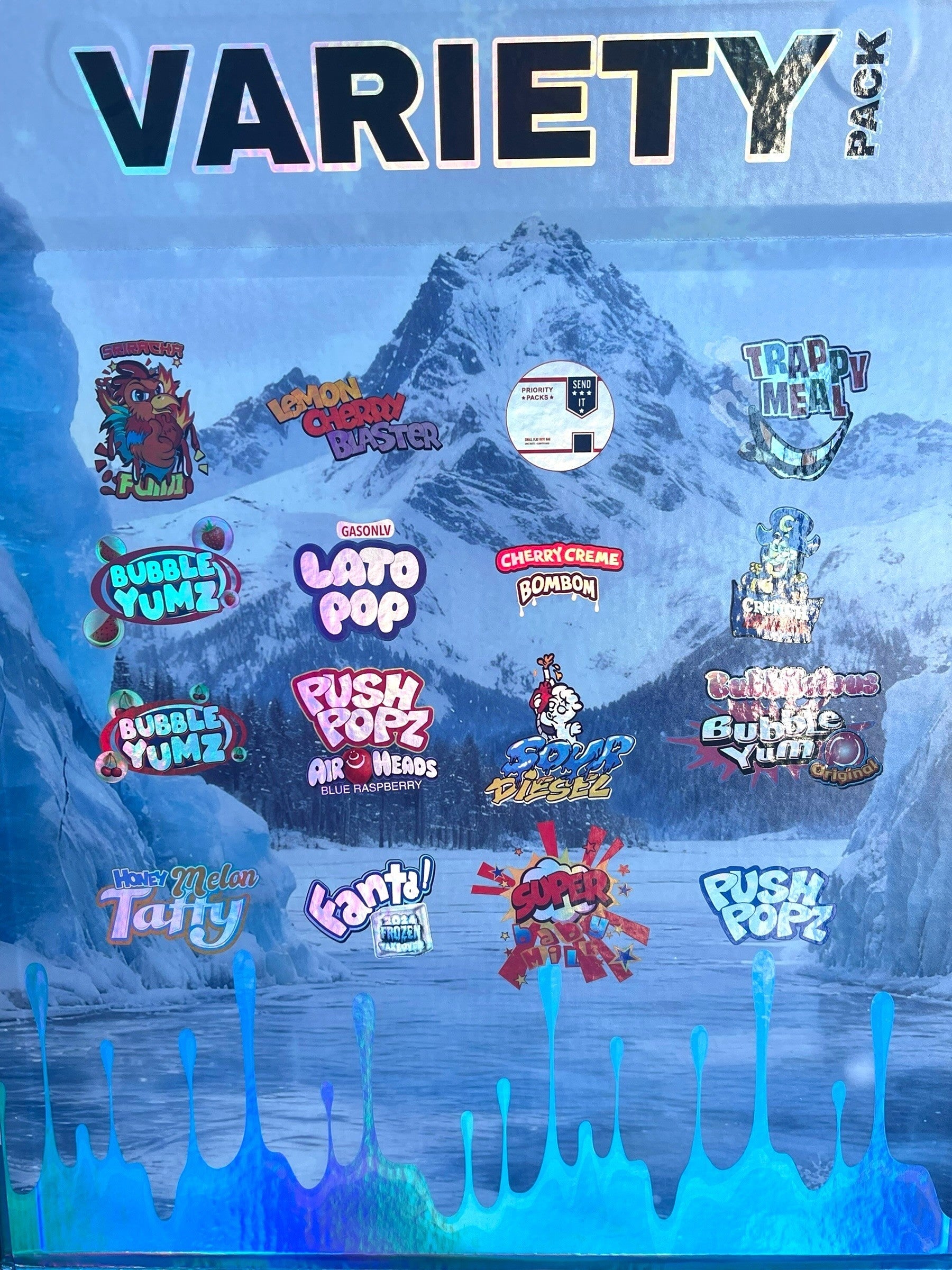 Variety Pack Exotics Glass Jars - Varity Pack 16 Flavors in box Empty Jars