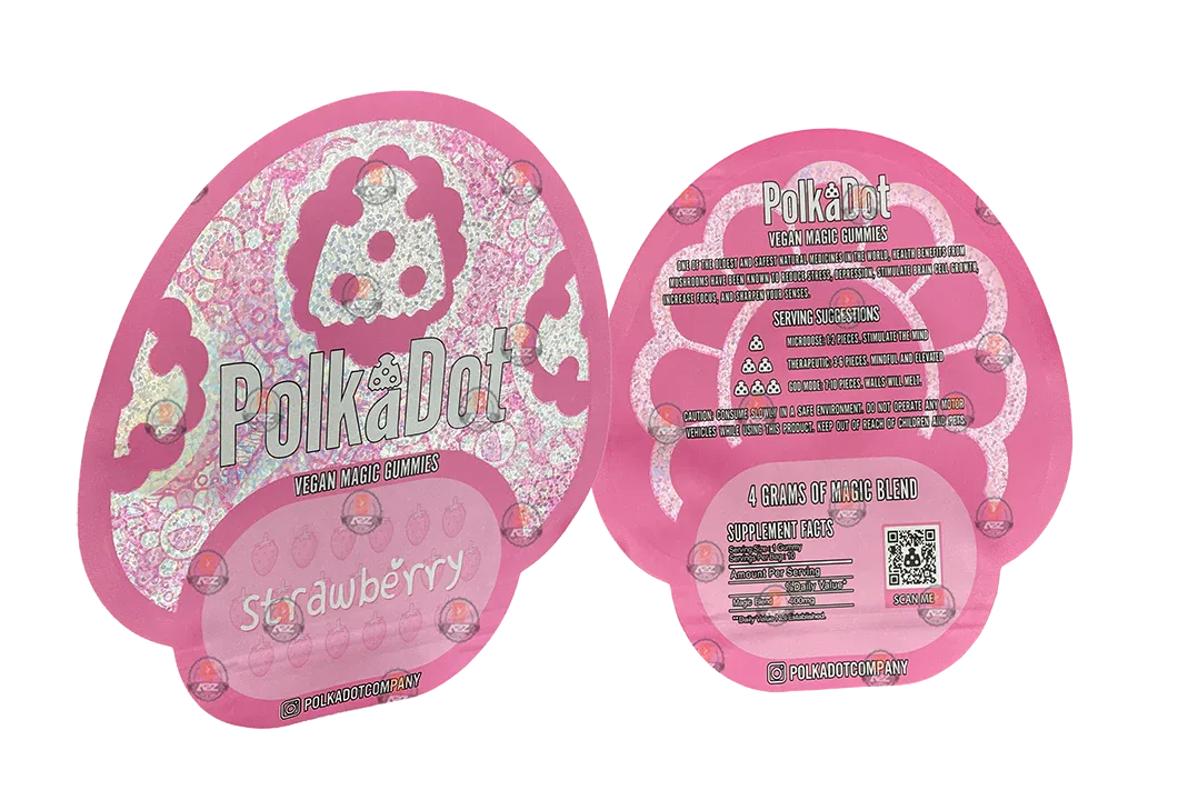 Polkadot Gummies Strawberry Mylar bags 3.5g (Empty Bag-Packaging only) - Black Unicorn Hub