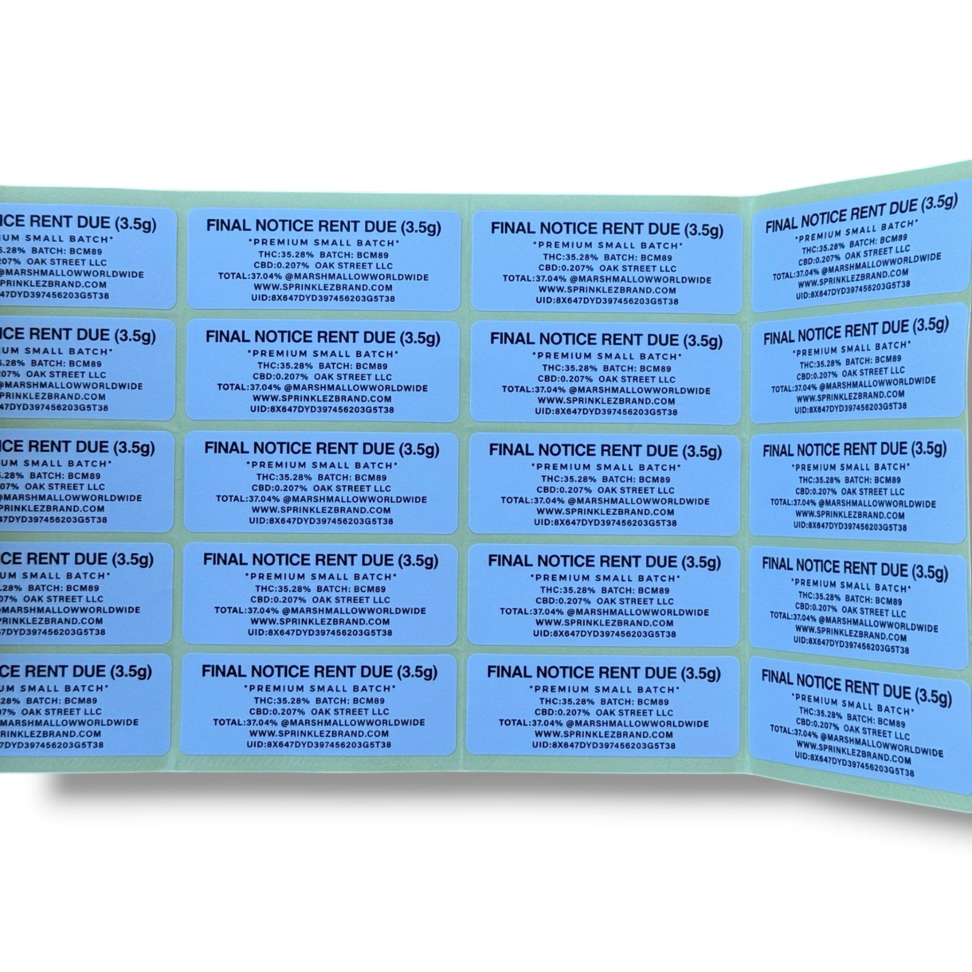 Torch World Final Notice 3.5G Mylar sticker Bags -With stickers and label