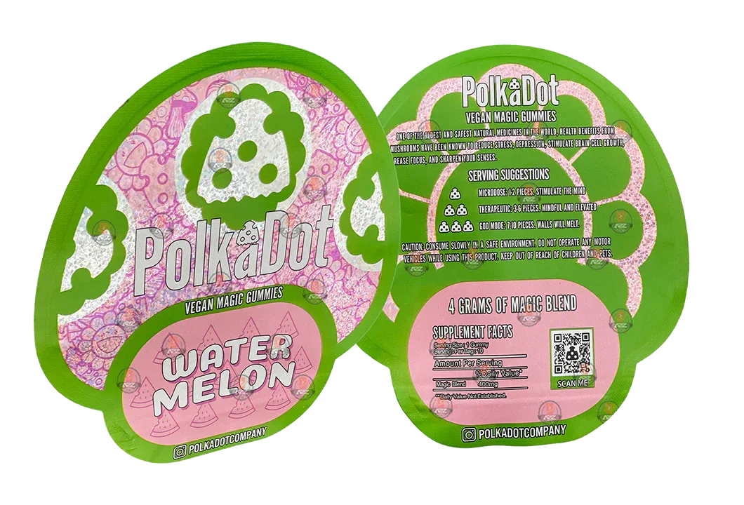 Polkadot Gummies Watermelon Mylar bags 3.5g (Empty Bag-Packaging only) - Black Unicorn Hub