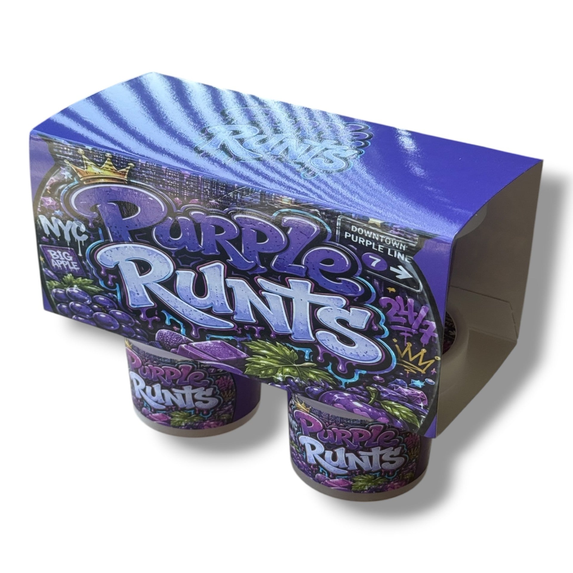 Purple Runts Ice Cream Style 3.5G Plastic Jars with Display Boxes – Packaging Only