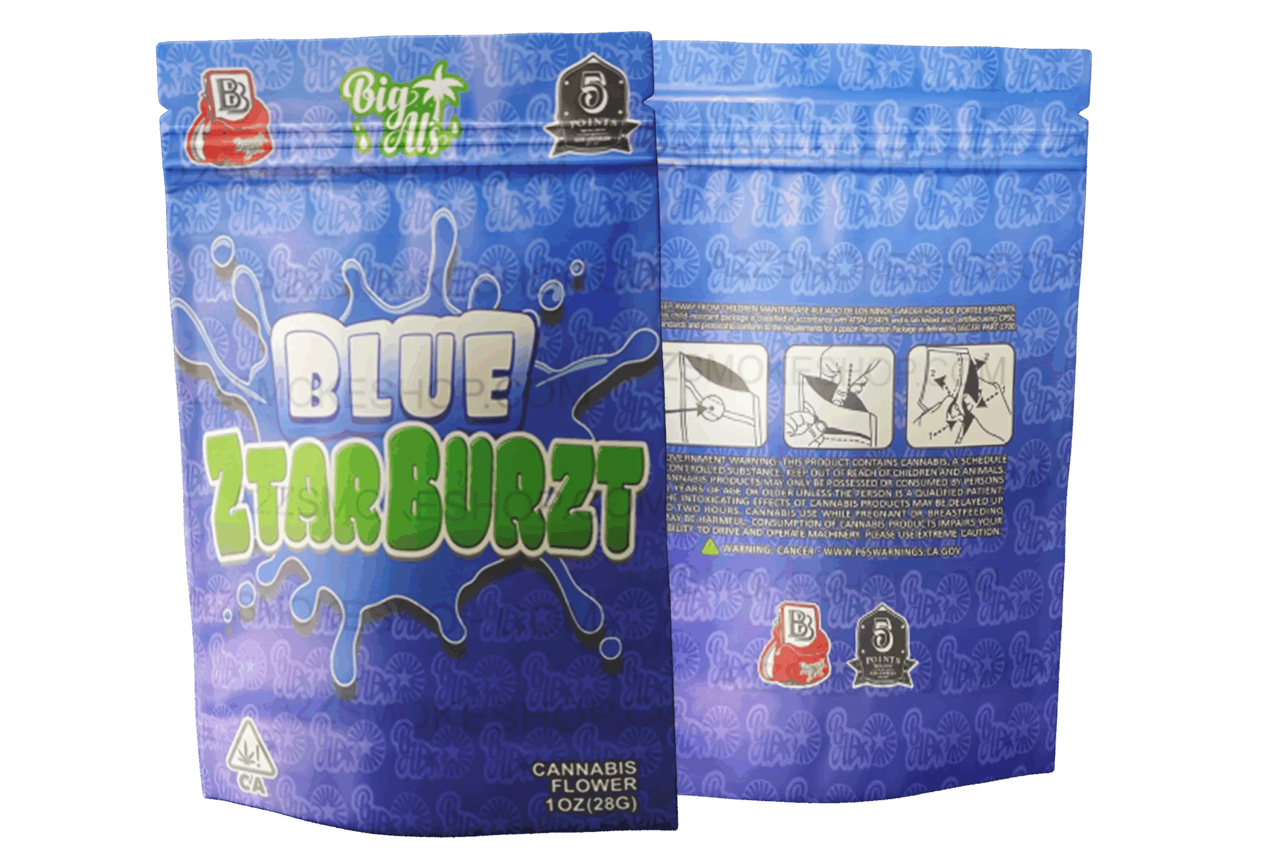Backpack Boyz Blue Ztarburzt 1 OZ 28G Mylar Bag - Black Unicorn Hub