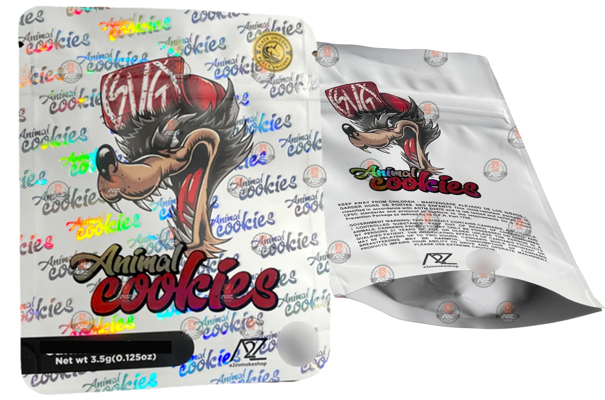 Black Unicorn - Animal Cookies Holographic Mylar bag 3.5g For Flower - Black Unicorn Hub