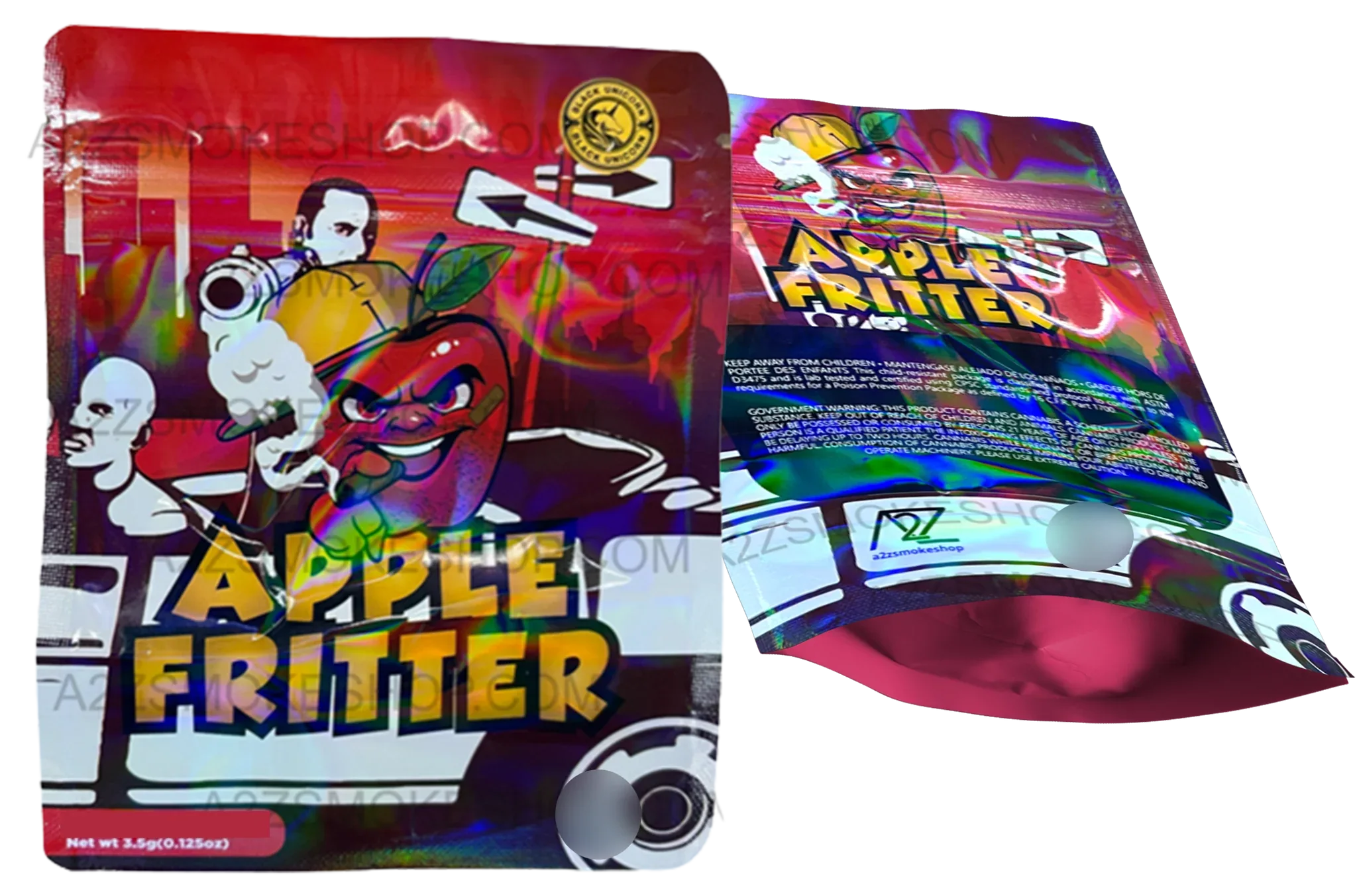 Black Unicorn -Apple Fritter Holographic Mylar bag 3.5g For Flower - Black Unicorn Hub