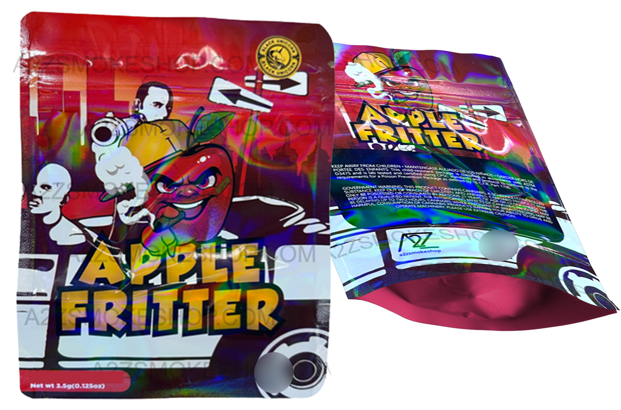 Black Unicorn -Apple Fritter Holographic Mylar bag 3.5g For Flower