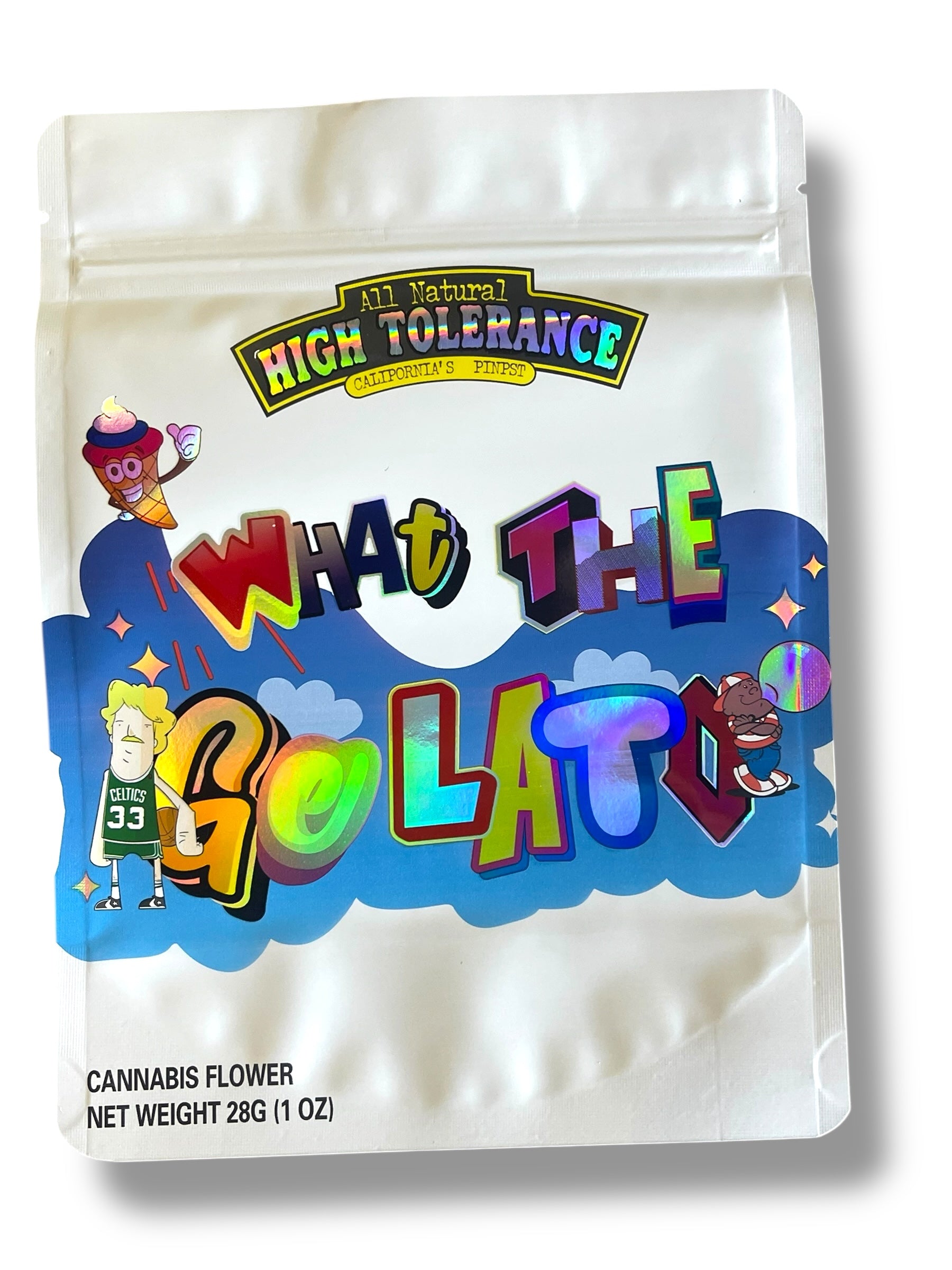 High Tolerance What The Gelato 1 OZ 28G empty Mylar bag 1 ounce (50 Count)