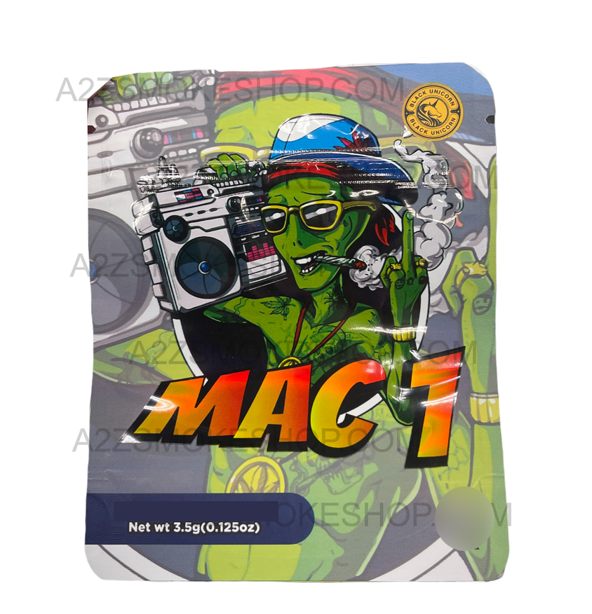 Black Unicorn -Mac 1 Alien Holographic Mylar bag 3.5g For Flower