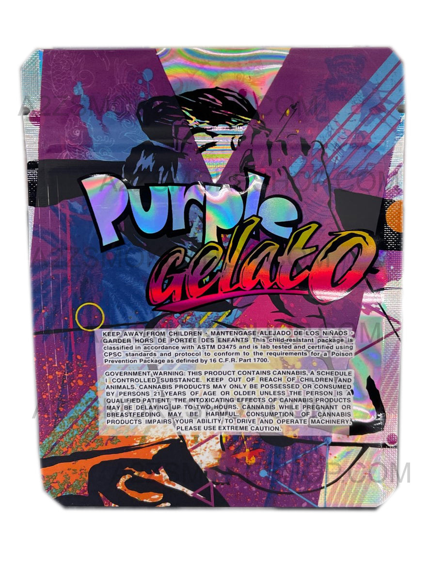 Black Unicorn Purple Gelato Holographic Mylar bag 3.5g For Flower