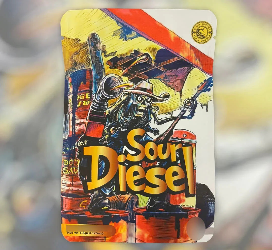 Black Unicorn - Sour Diesel Mylar bag 3.5g For Flower - Black Unicorn Hub