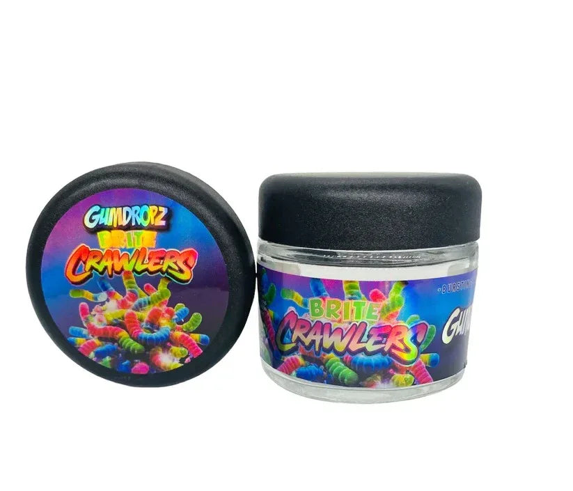 Brite Crawlers Gumdropz Sprinkelz 3.5g Glass Jars with Holographic Stickers - Black Unicorn Hub