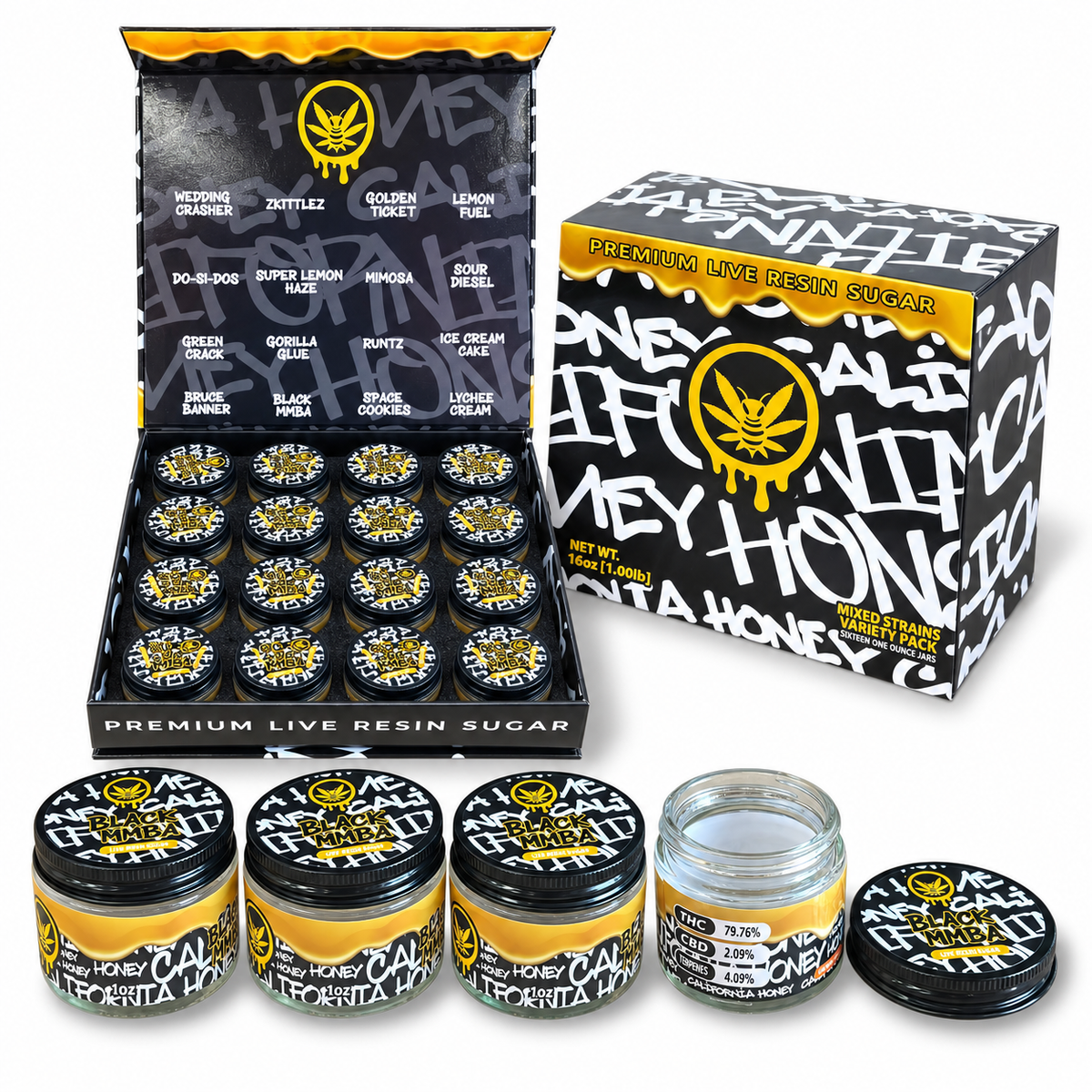Kaws Rocks Gelato Edition 1 Oz Empty Jars with Display Box – 16-Piece Variety Set (Copy)
