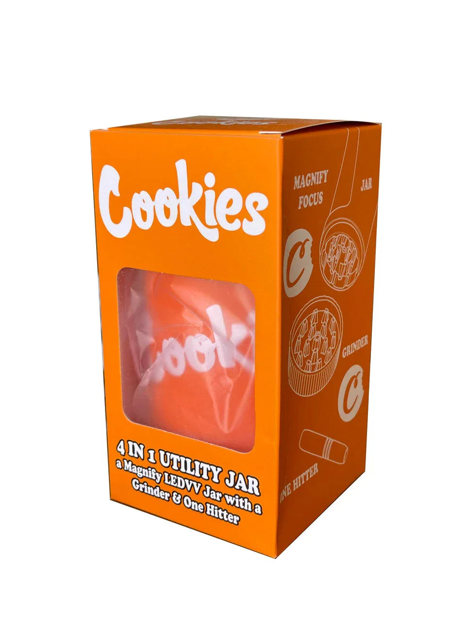Cookies Mag Jar with Grinder -Airtight storage stash container led magnifying jar(Orange) - Black Unicorn Hub