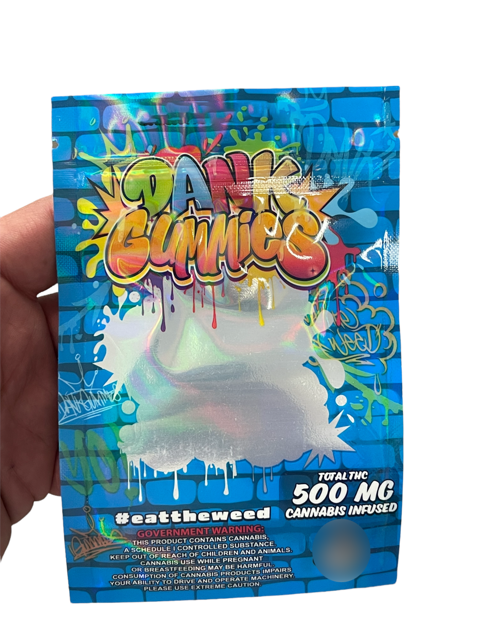 Dank Gummies 500mg Mylar Bag Blue - Packaging Only