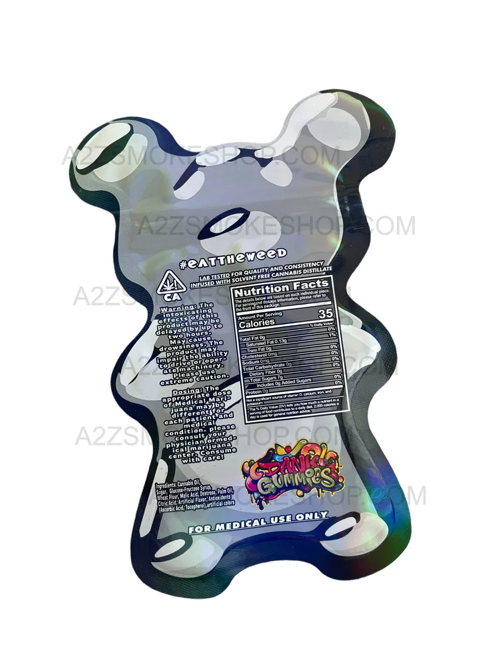 Dank Gummies Cut out 500mg Mylar Bag With window Silver - Packaging Only - Black Unicorn Hub