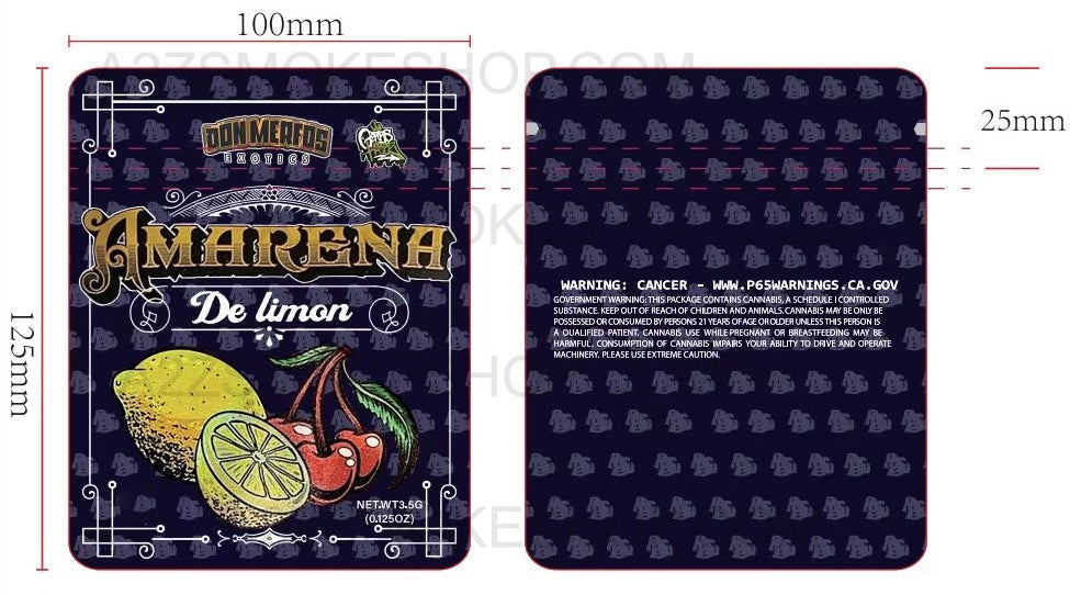 Don Merfos Exotics Amarena De Limon bag 3.5g Mylar bag -Packaging Only -NEW