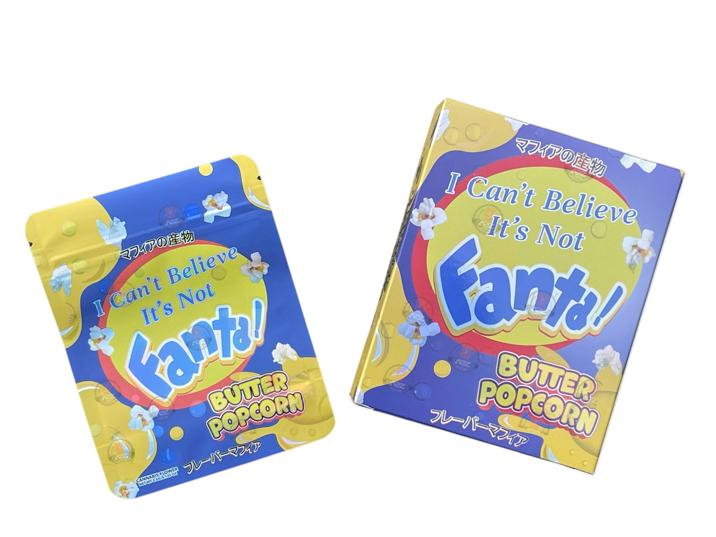 Fanta Butter Popcorn Mylar Bags with Boxes 3.5g Box Packaging Holographic