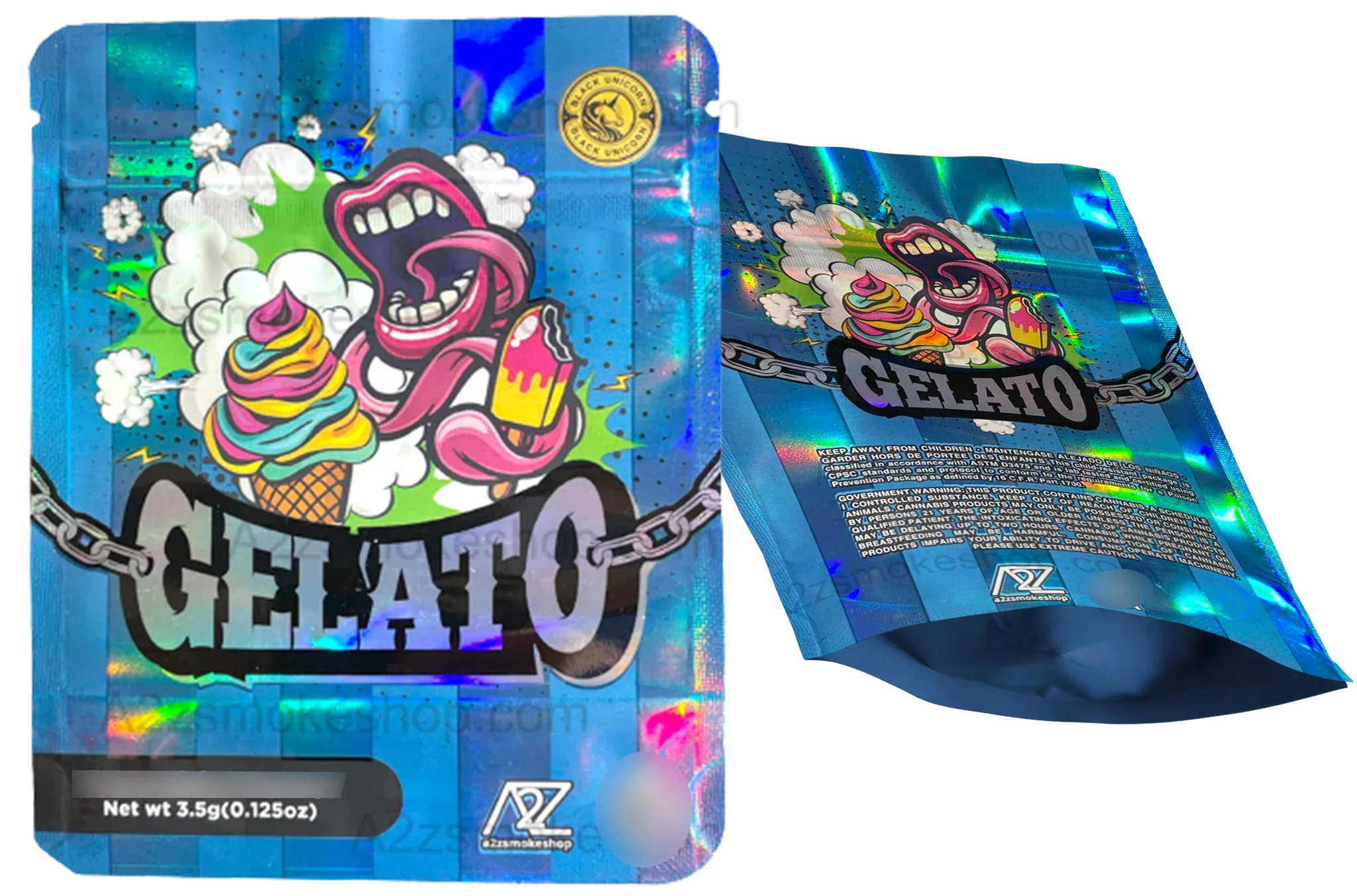 Black Unicorn - Gelato Holographic Mylar bag 3.5g For Flower - Black Unicorn Hub