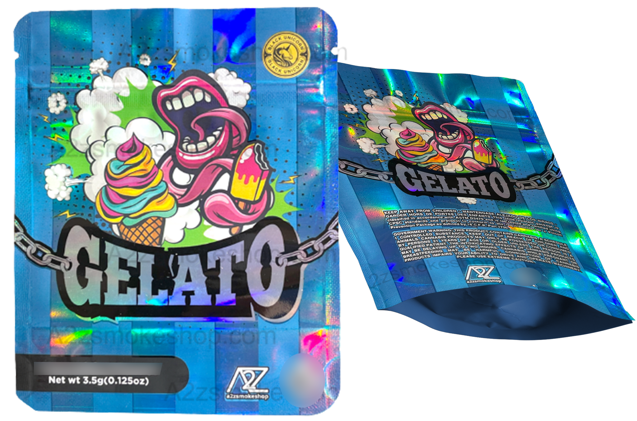 Black Unicorn - Gelato Holographic Mylar bag 3.5g For Flower