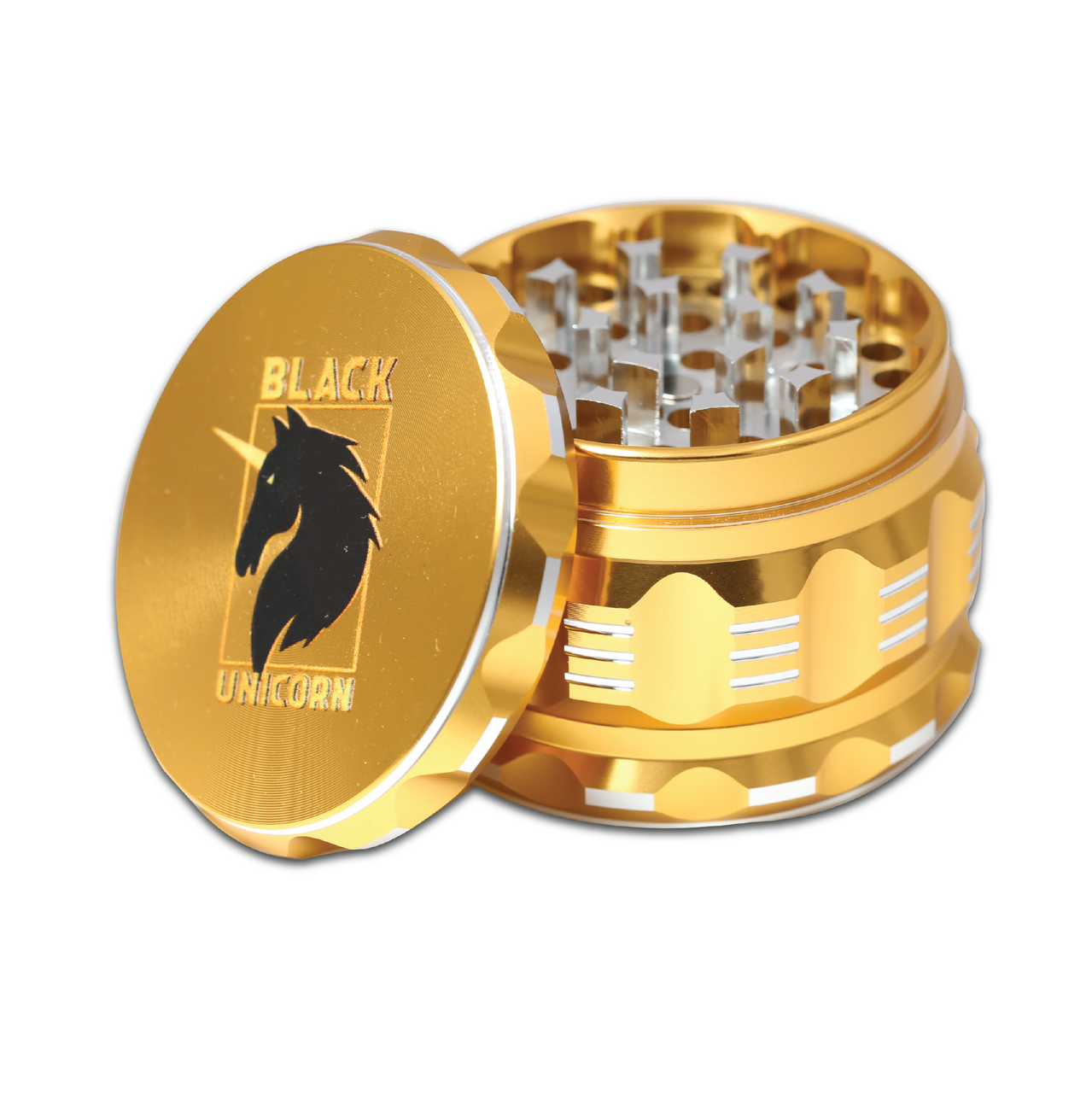 Grinder with Pollen Catcher. Large 4 Piece, 2.5" Aluminum (Gold)