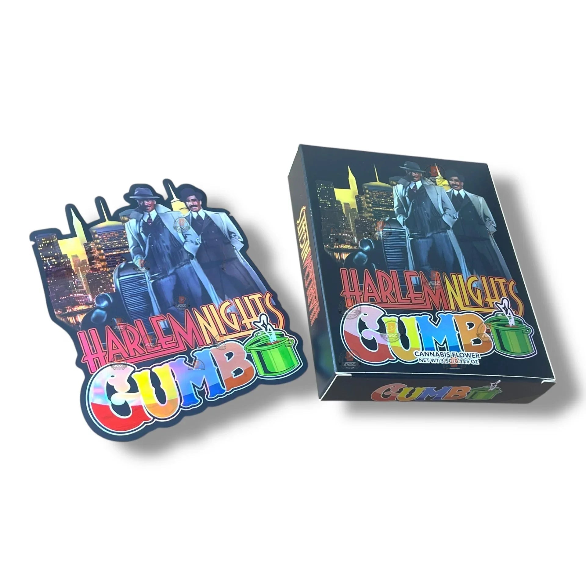 Harlem Nights Gumbo Mylar Bags with Boxes 3.5g Box Packaging - Black Unicorn Hub