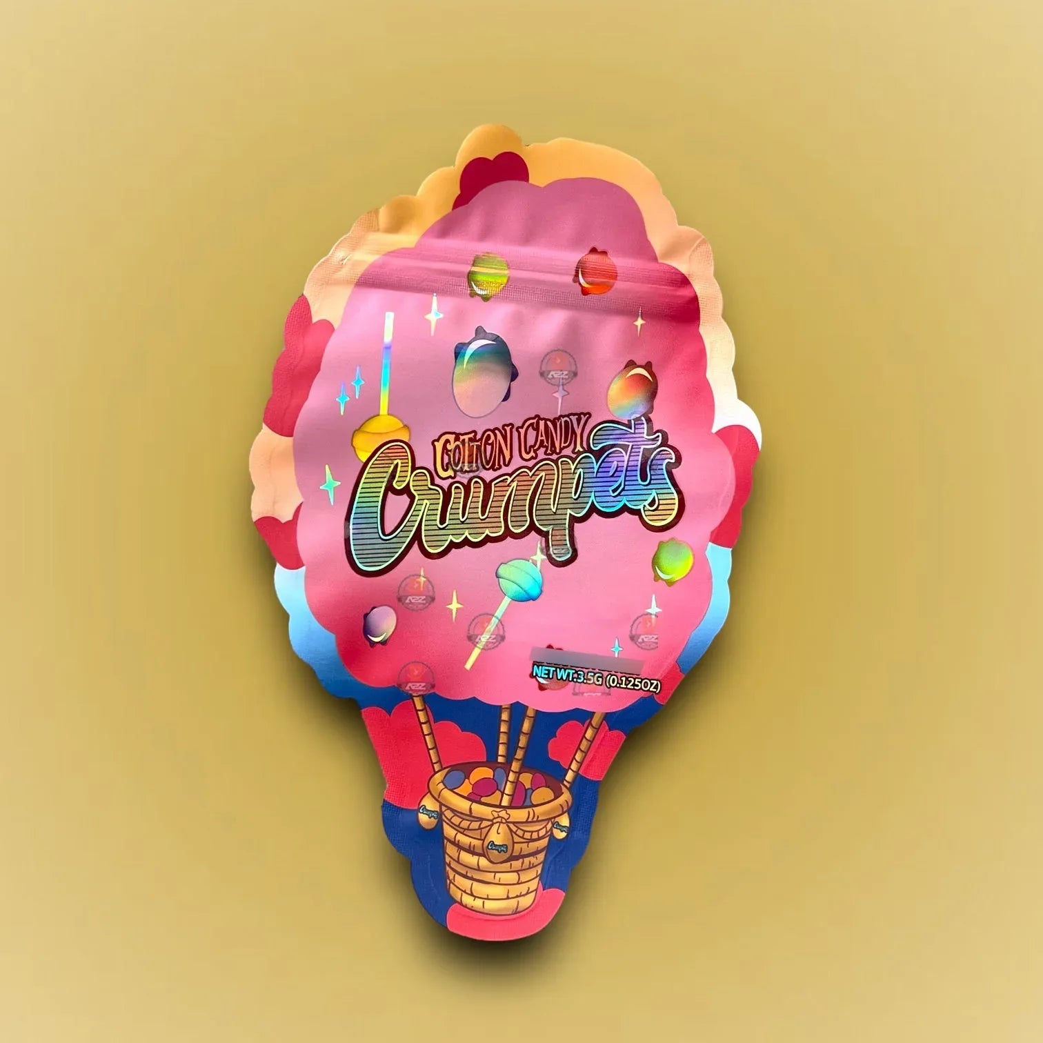 Cotton Candy Crumpets 3.5G Mylar Bag Holographic- Packaging Only - Black Unicorn Hub