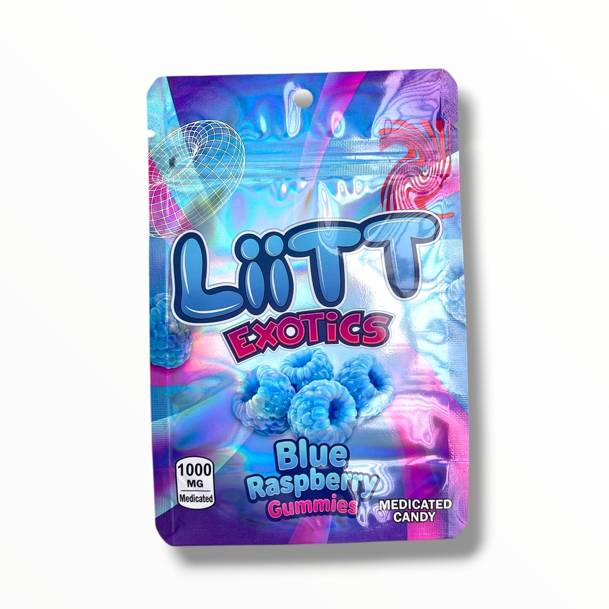 Liitt Exotics Blue Raspberry Gummies 3.5g Mylar Bag 1000MG (Packaging Only)