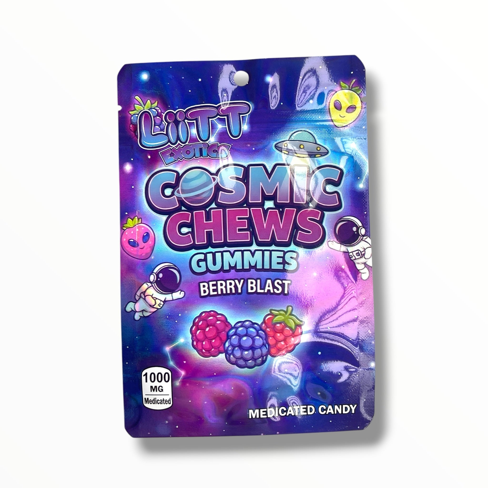Liitt Exotics Cosmic Chews Gummies Berry Blast 3.5g Mylar Bag 1000MG (Packaging Only)