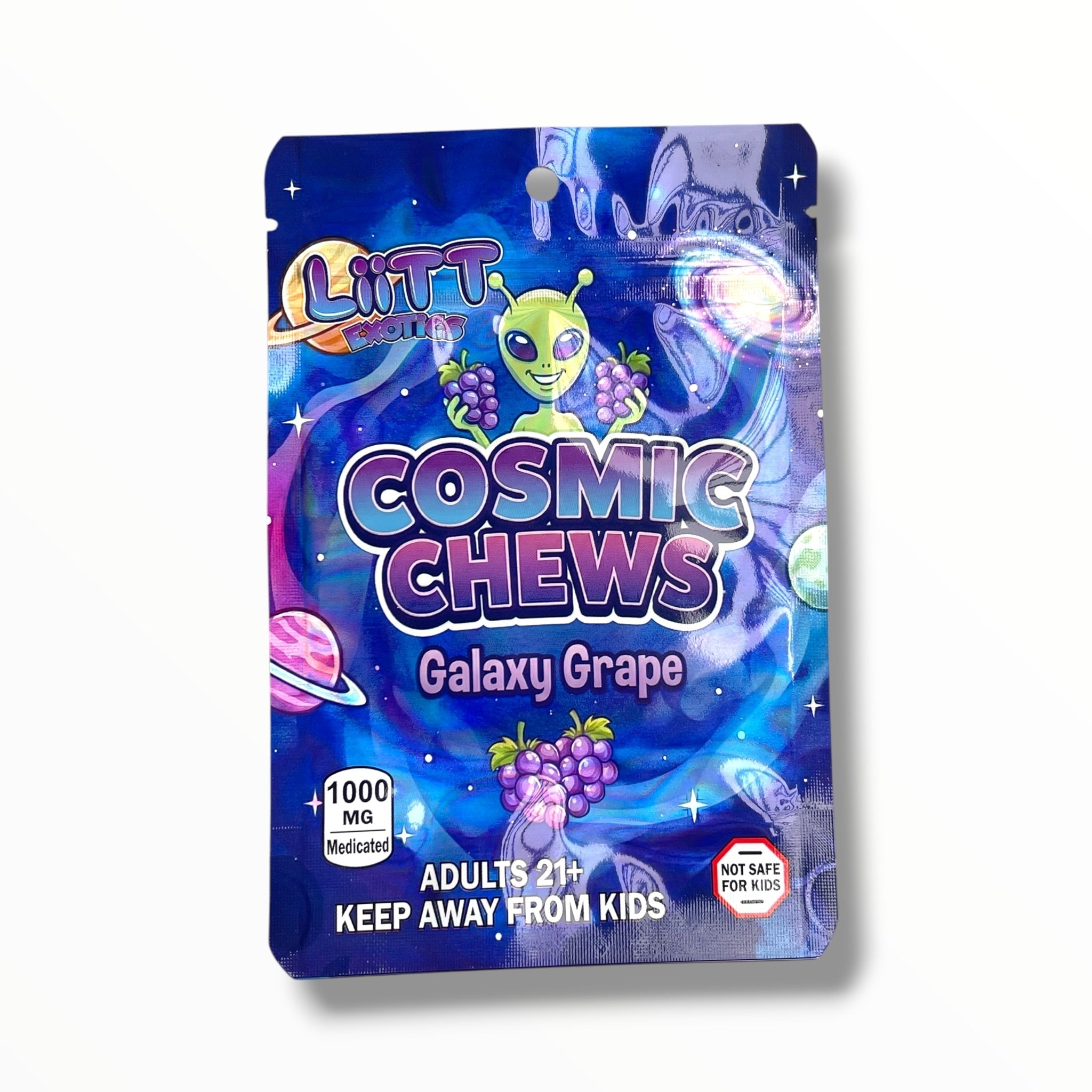 Liitt Exotics Cosmic Chews Galaxy Grape 3.5g Mylar Bag 1000MG (Packaging Only)