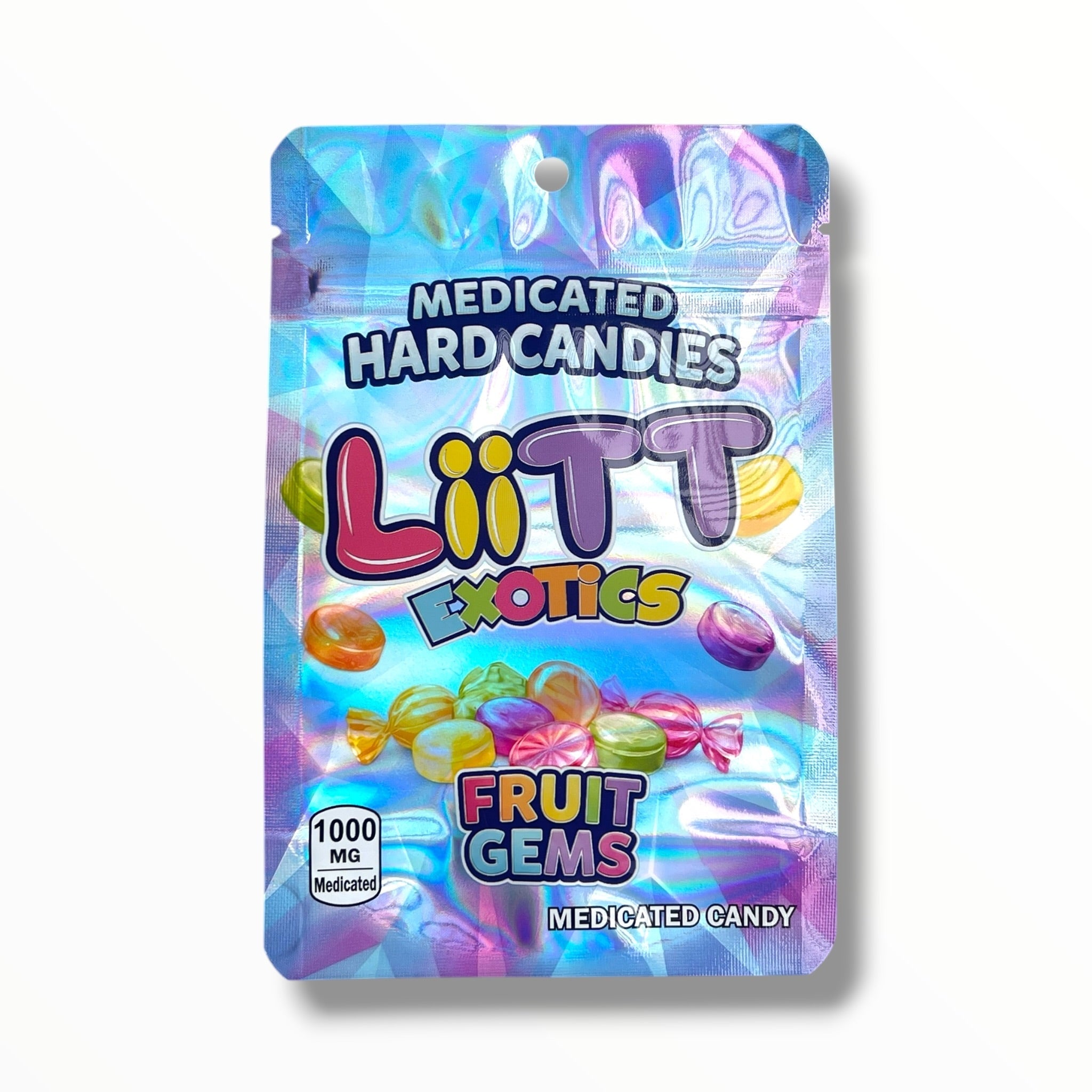 Liitt Exotics Hard Candies fruit Gems 3.5g Mylar Bag 1000MG (Packaging Only)