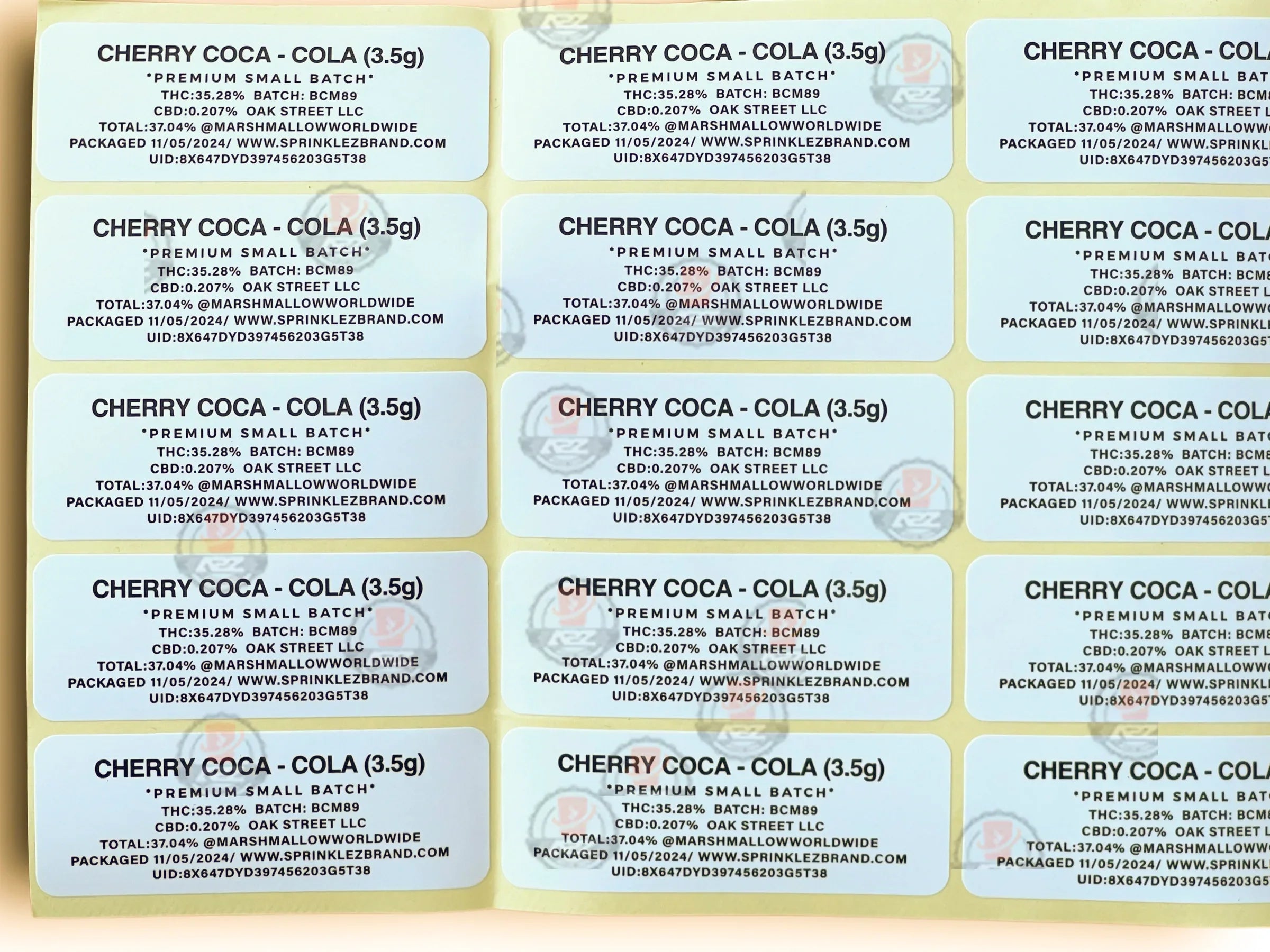 Sprinklez Cherry Coca Cola Marshmallow 3.5G Mylar Bags -With stickers and label - Black Unicorn Hub