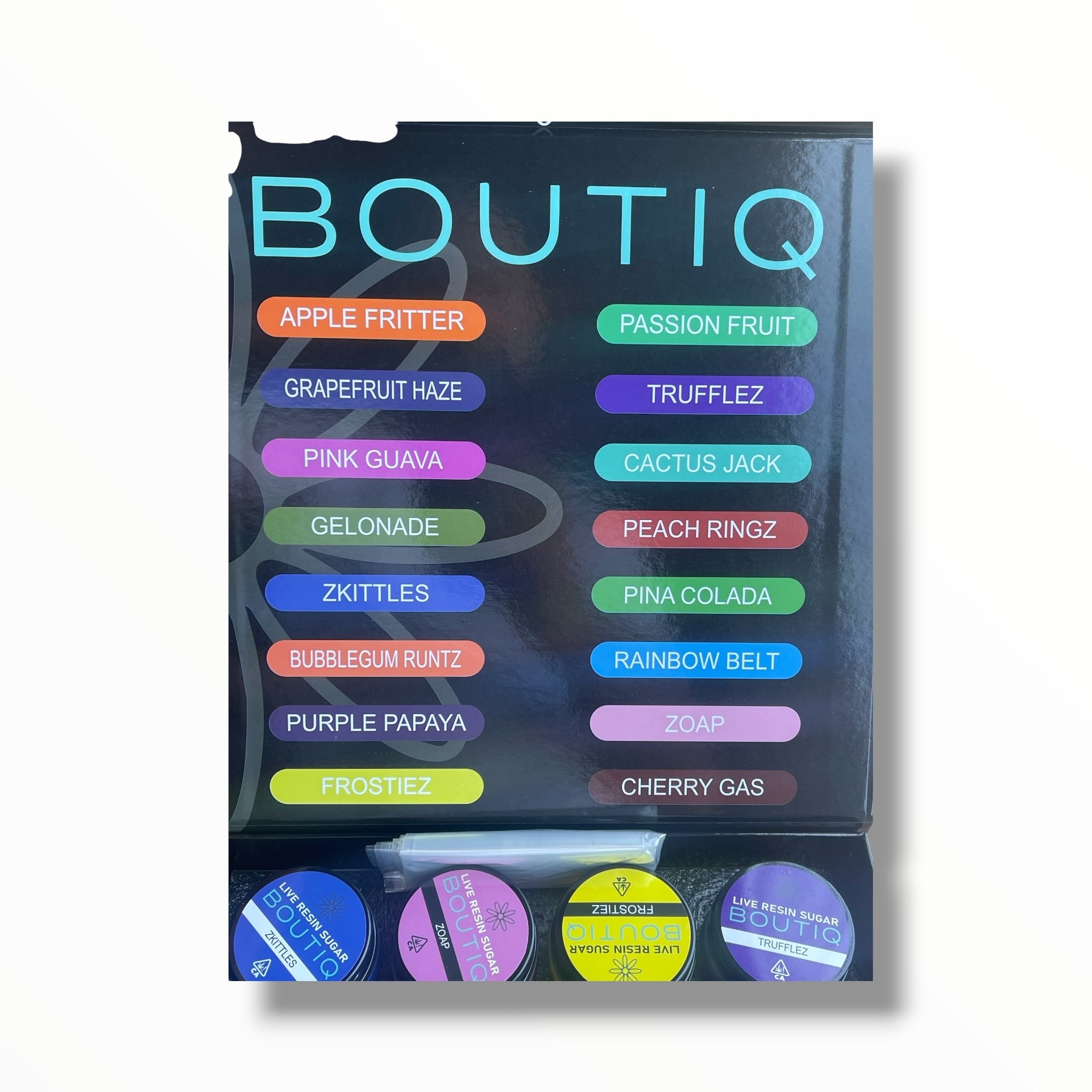 Boutiq 16-1oz Jars in a box Mixed Strains Variety Pack- Empty packaging only
