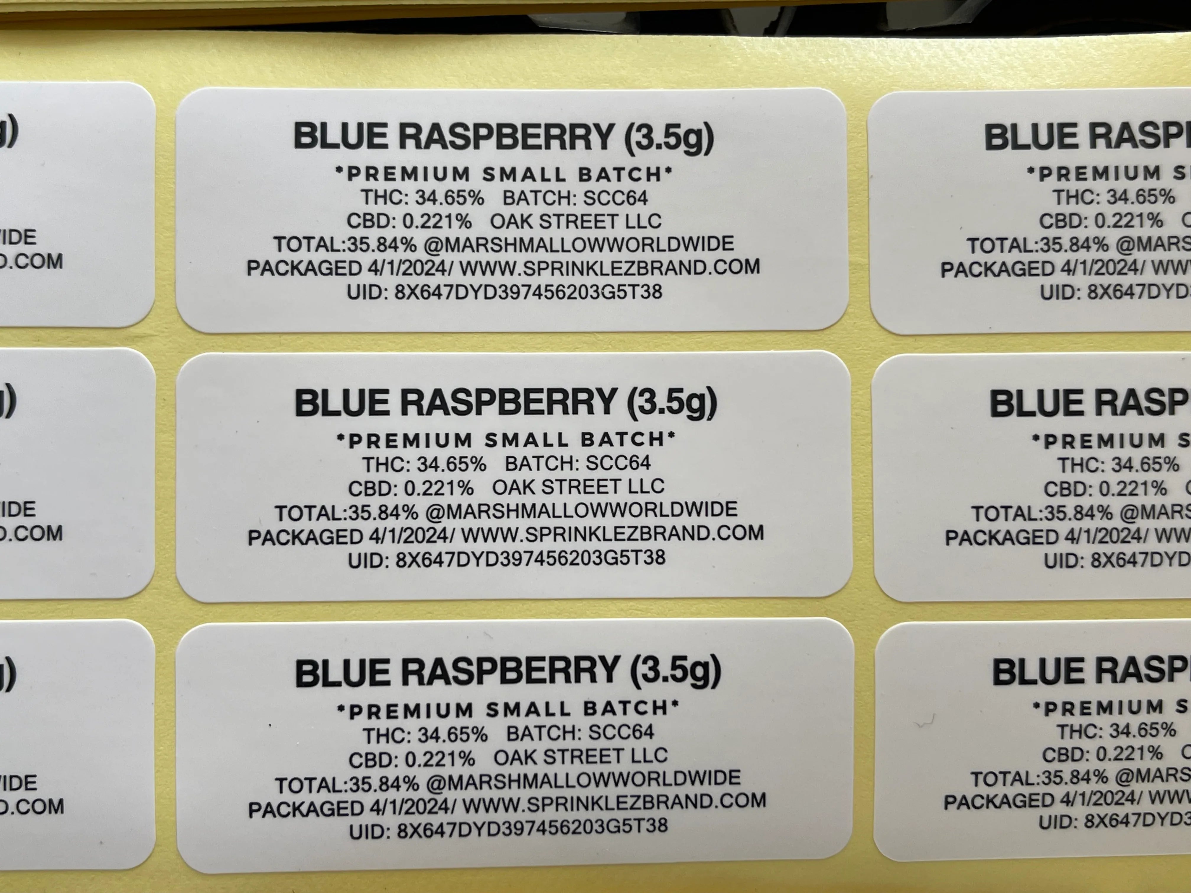 Sprinklez Sour Blue Raspberry Storm 3.5G Mylar Bags -With stickers and labels - Black Unicorn Hub