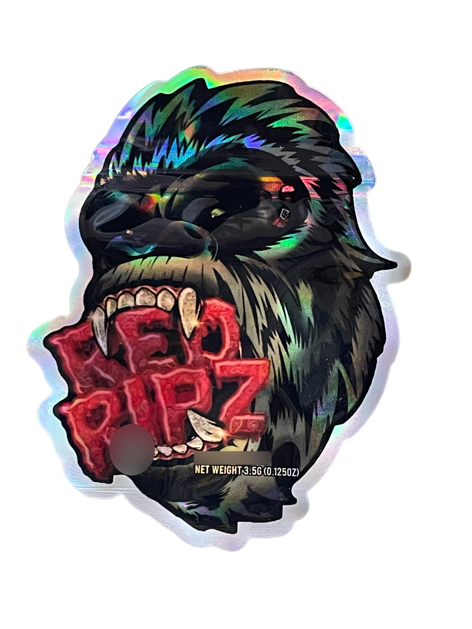 Red Ripz Cut out Mylar zip lock bag 3.5G Holographic