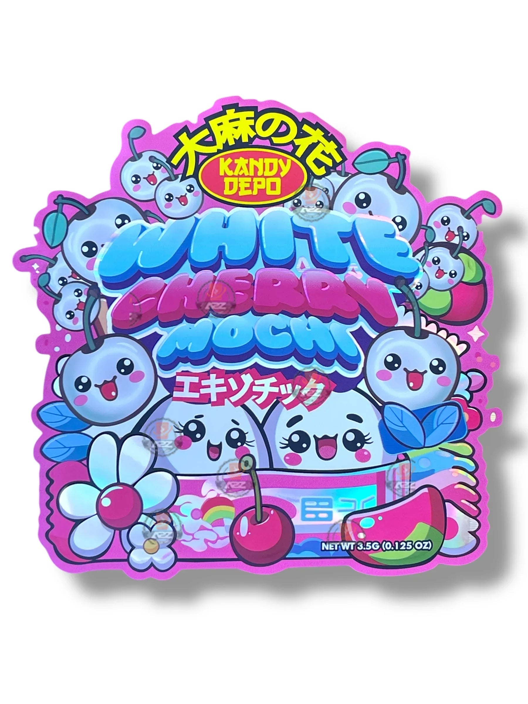Kandy Depo White Cherry Mochi Mylar Bag 3.5g shape bag - Black Unicorn Hub