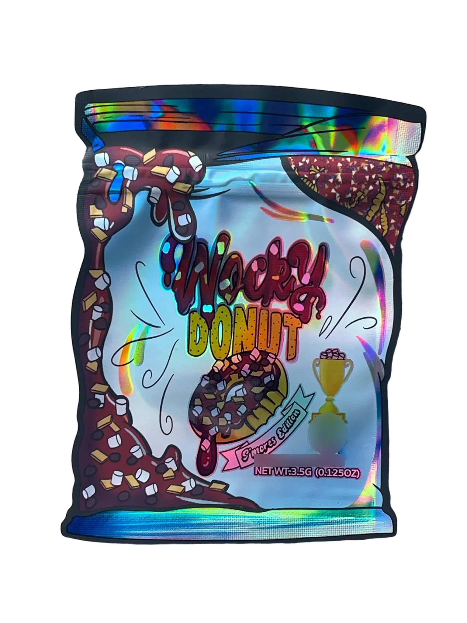 Wocky Donut 3.5g Mylar Bag- Holographic Smores Edition - Black Unicorn Hub