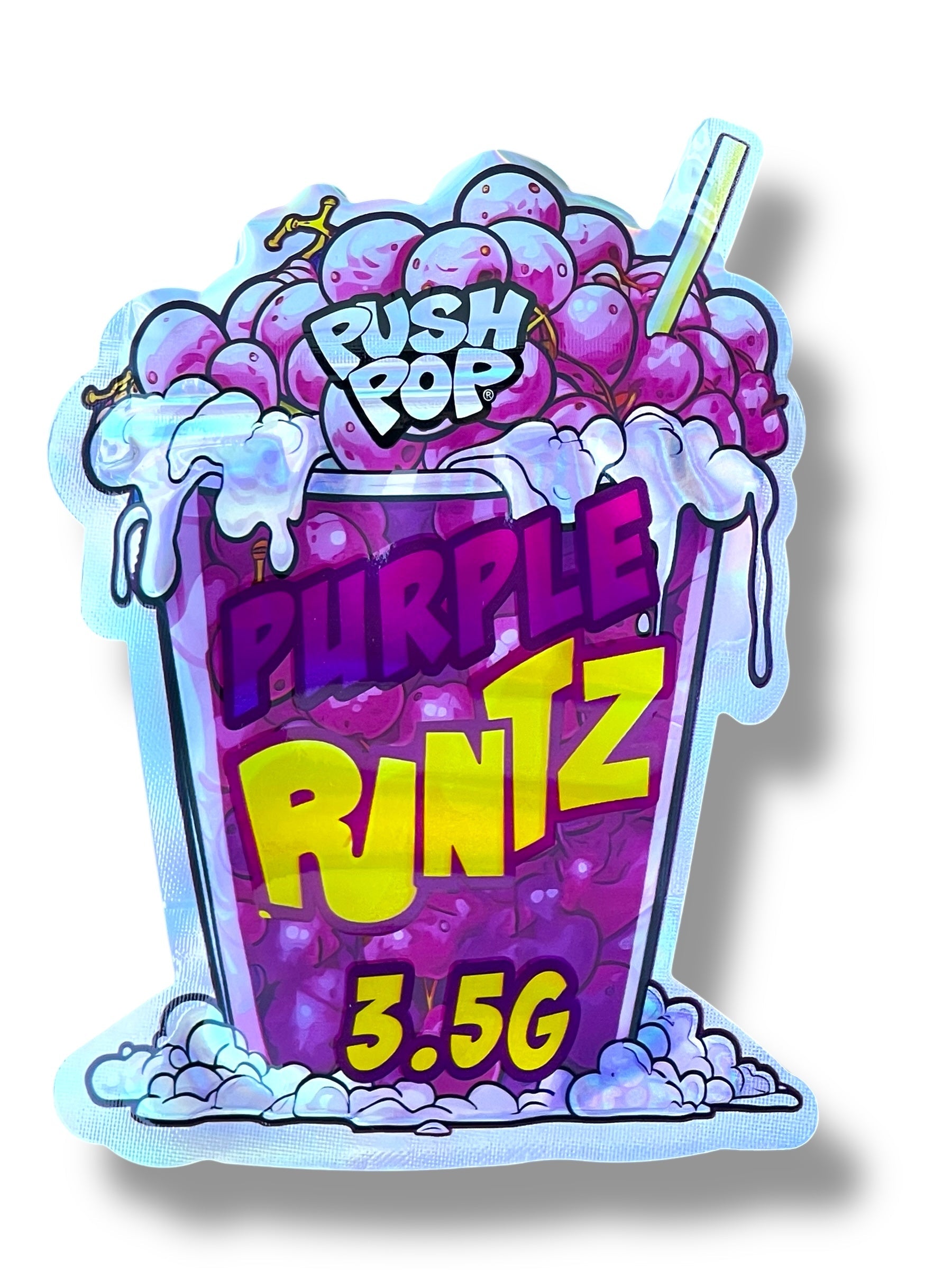 Push Pop Purple Mylar Bag 3.5g shape bag