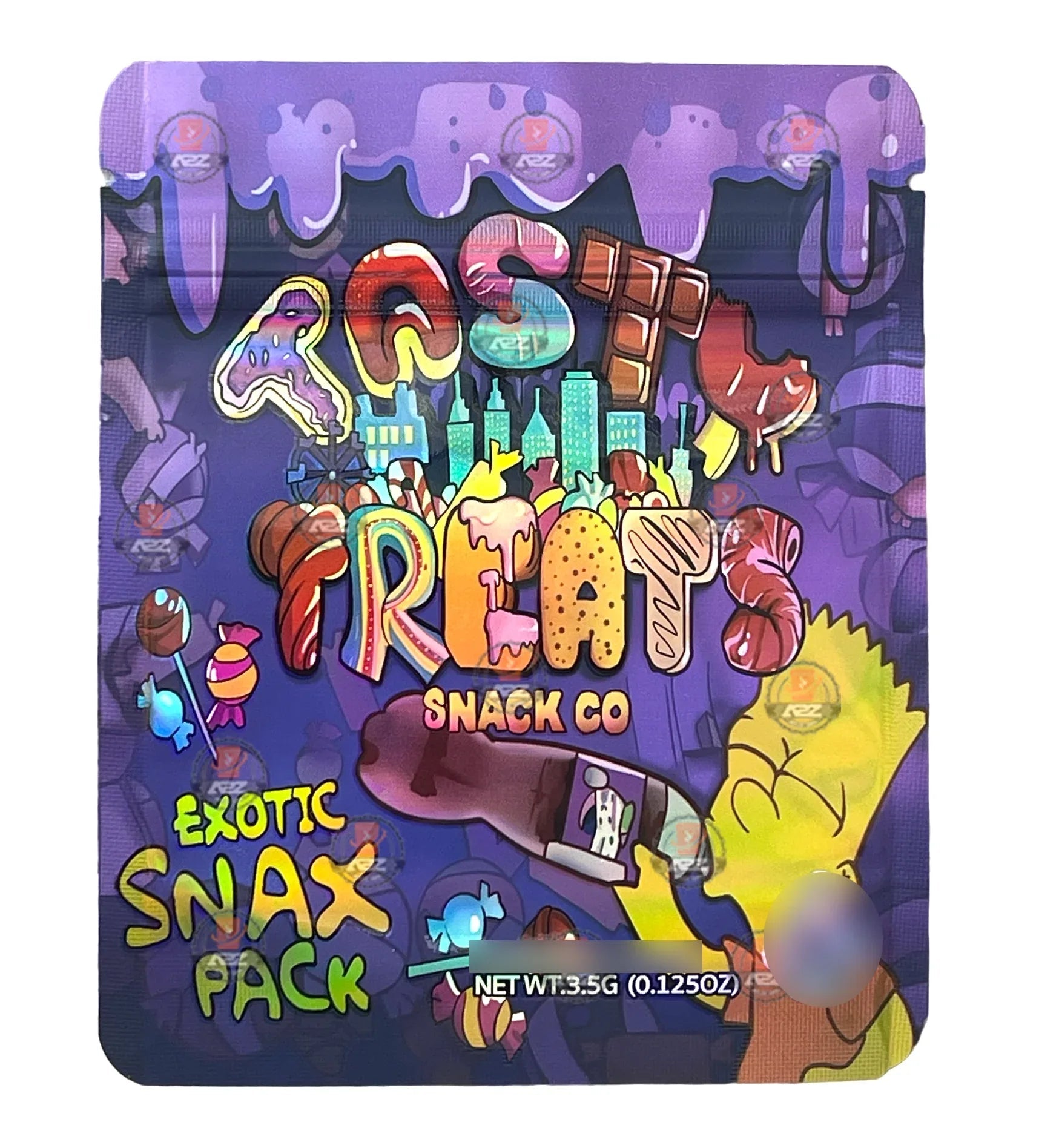 Tasty Treats Mylar Bags 3.5g Holographic Exotics Snax Pack - Black Unicorn Hub