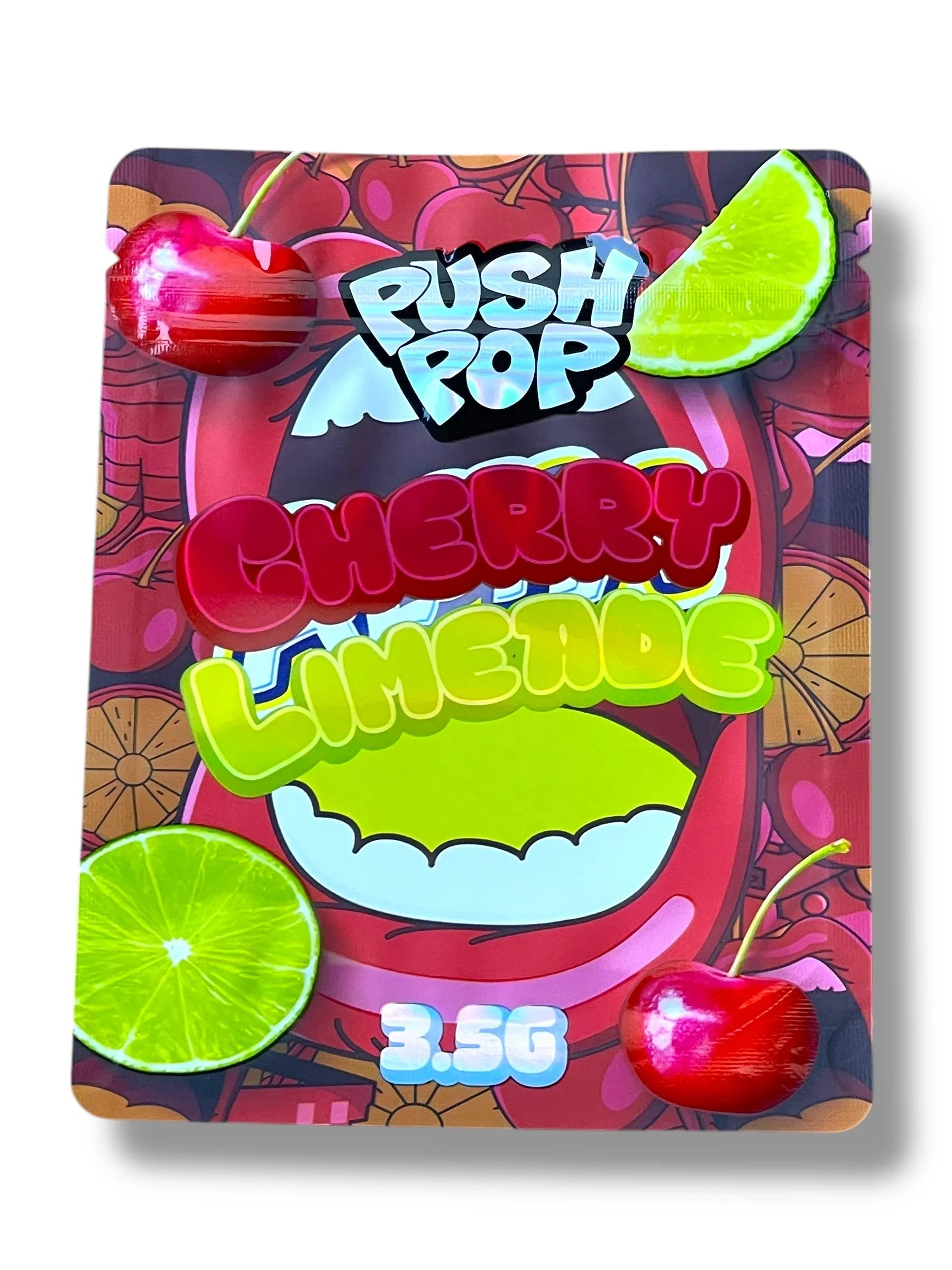 Push Pop Cherry Limeade Mylar Bag 3.5g shape bag - Black Unicorn Hub