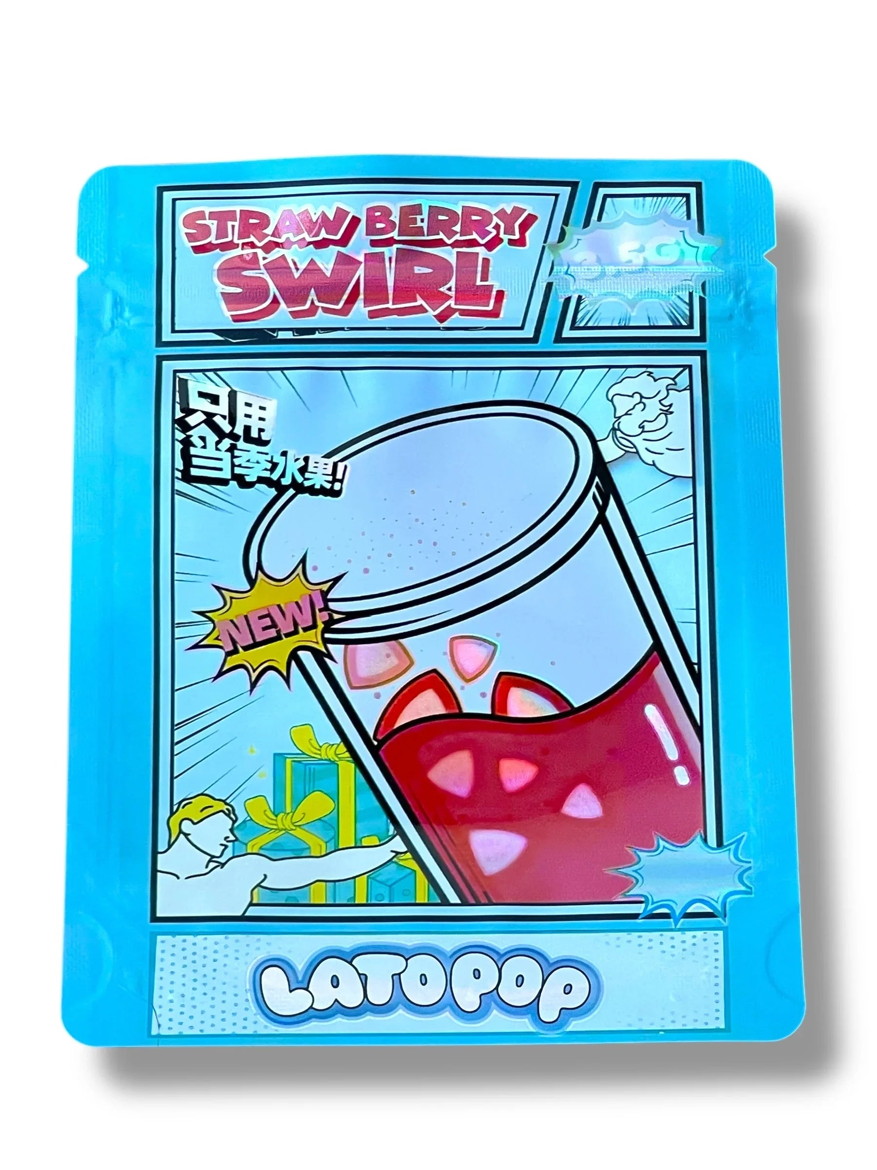 Strawberry Swirl Lato Pop Mylar Bag 3.5g shape bag - Black Unicorn Hub
